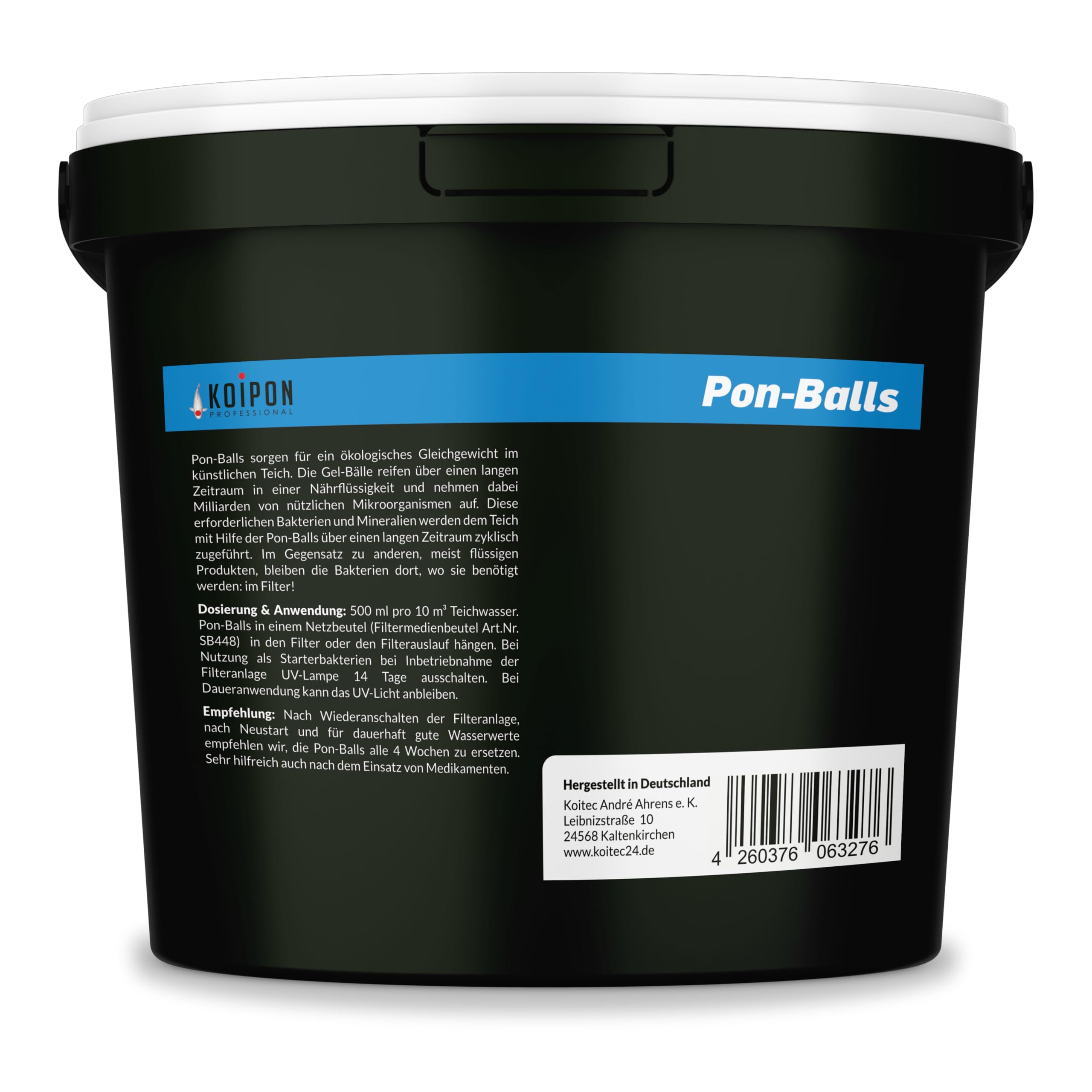 KOIPON Pon-Balls 1L Filterstarter | Nitrifizierende Bakterien & Mikroorganismen | Teichstarter | Teichbakterien zur Teichpflege von Gartenteich, Fischteich, Schwimmteich | Filterbakterien-Gelkugeln