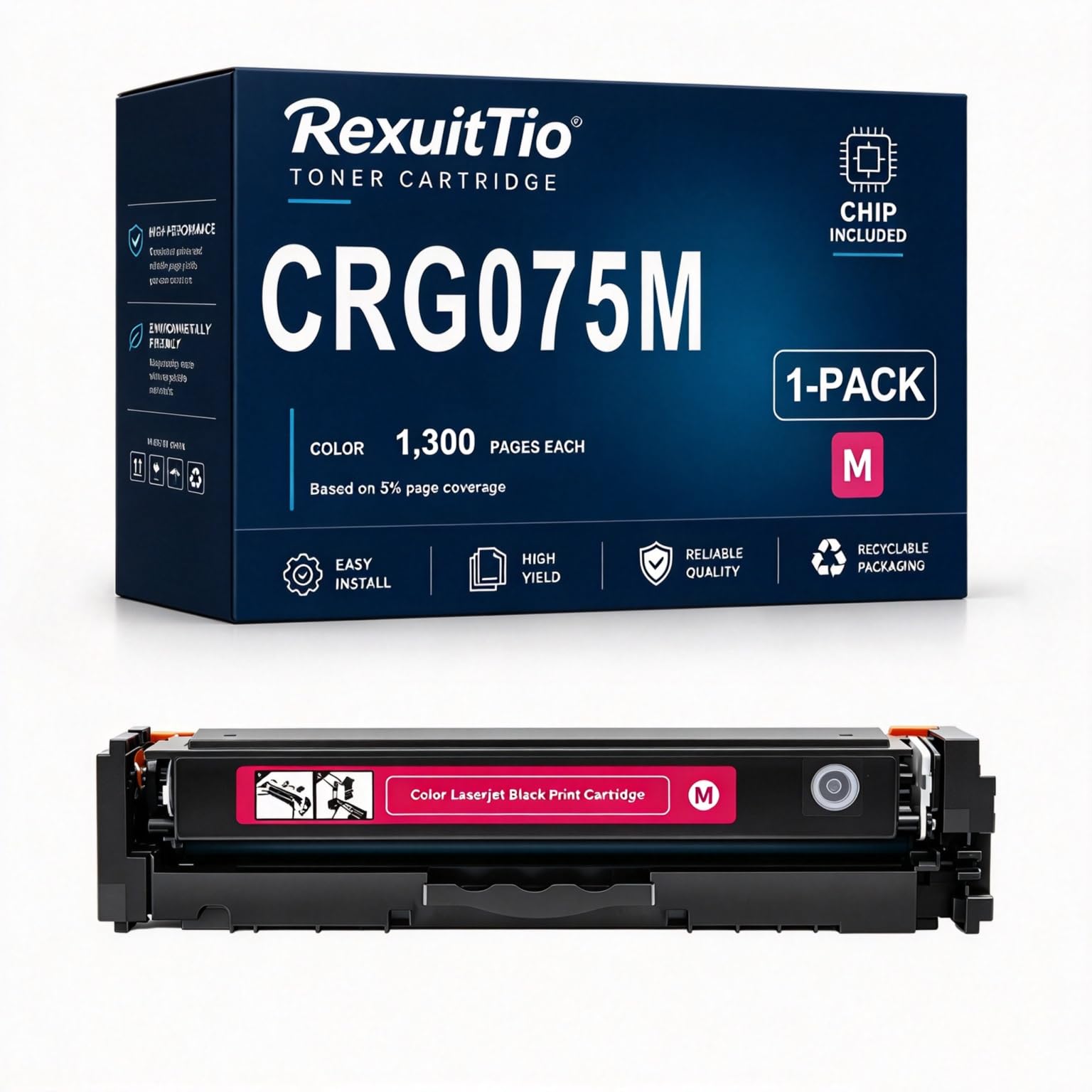 Remplacement de la Cartouche de Toner Compatible CRG075 à Haut rendement pour CRG075K/C/M/Y avec la dernière Puce, Convient à l'imprimante Laser Canon Color imageCLASS LBP646Cdw LB647Cdw MF662CdW