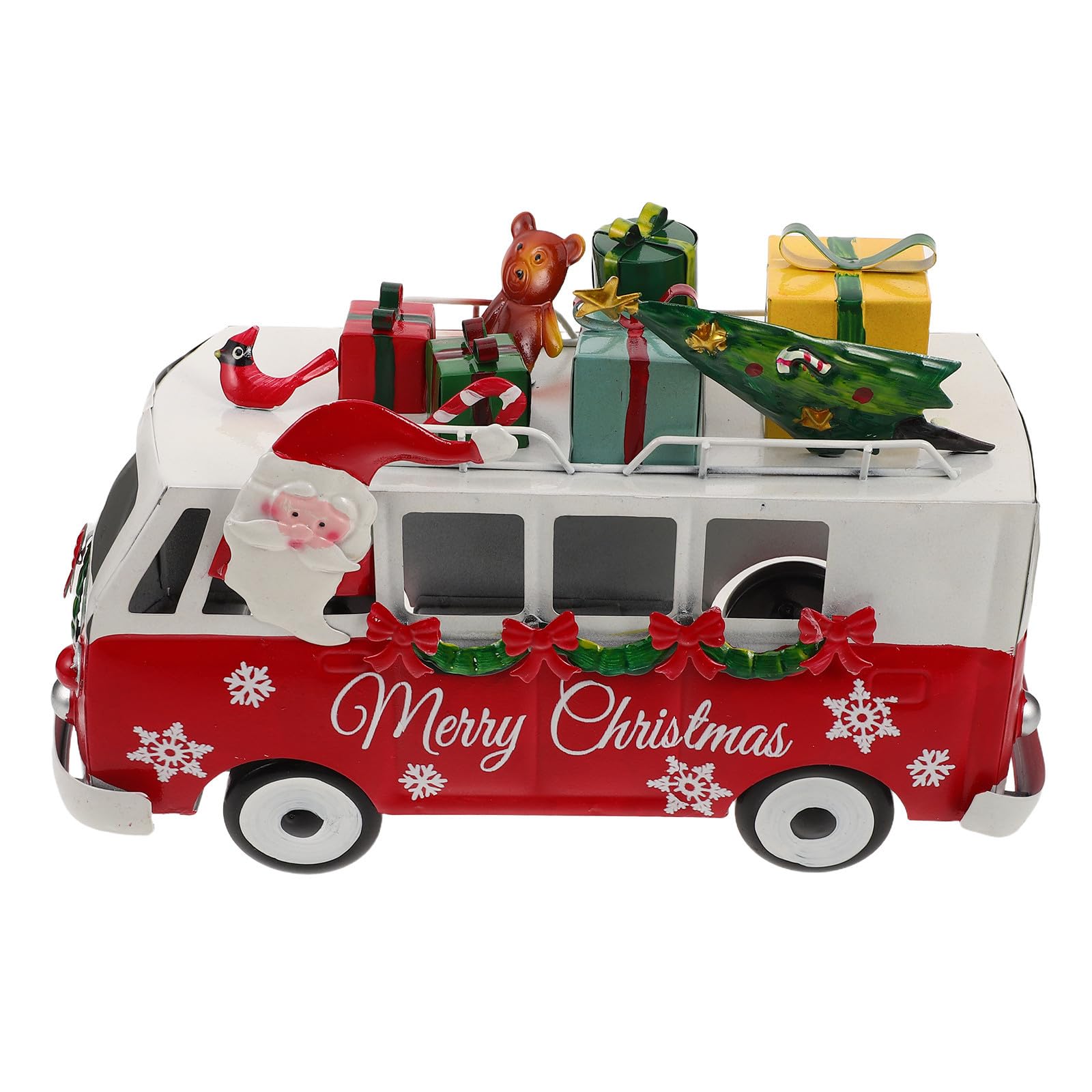 Abaodam Decorazione Natalizia Bus Santa Claus Retrò da Tavolo in Ferro | Calendario Conto alla Rovescia, Pronto All’uso, senza Montaggio, per Tavolo e Armadietti, Rosso