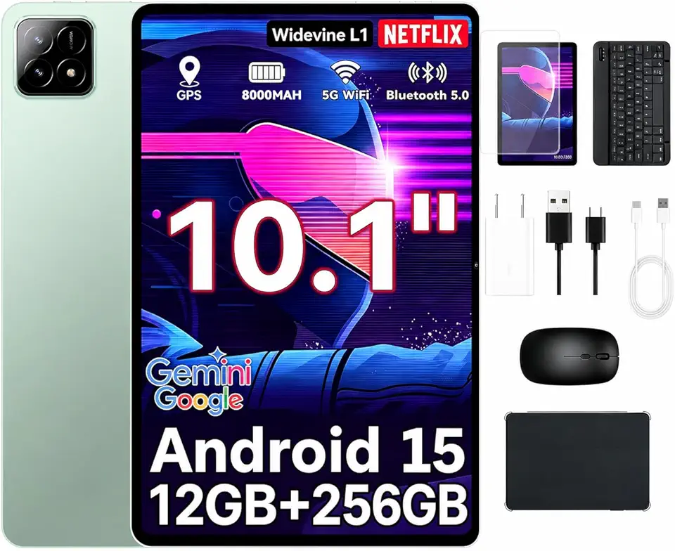 Tablet Xixaomiro S11 de 10,1 polegadas com Android 15,12GB de RAM, 256GB de ROM, 1920×1200, IPS, câmara dupla de 5 MP + 13 MP, Wi-Fi 6 + Bluetooth 5.0, bateria de 8000 mAh-verde