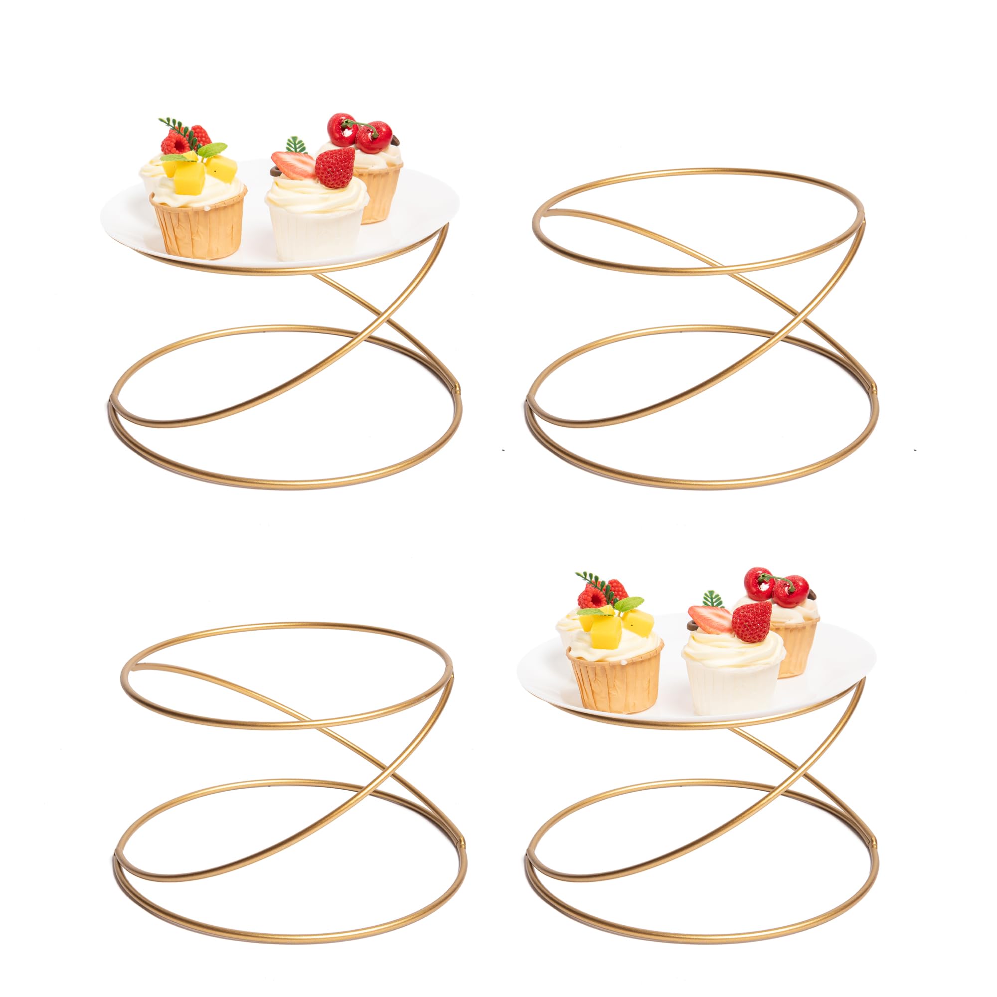 HPC DECOR Set of 4 Gold Yellow Metal Wire Pizza Pan Riser Stands- Round ...