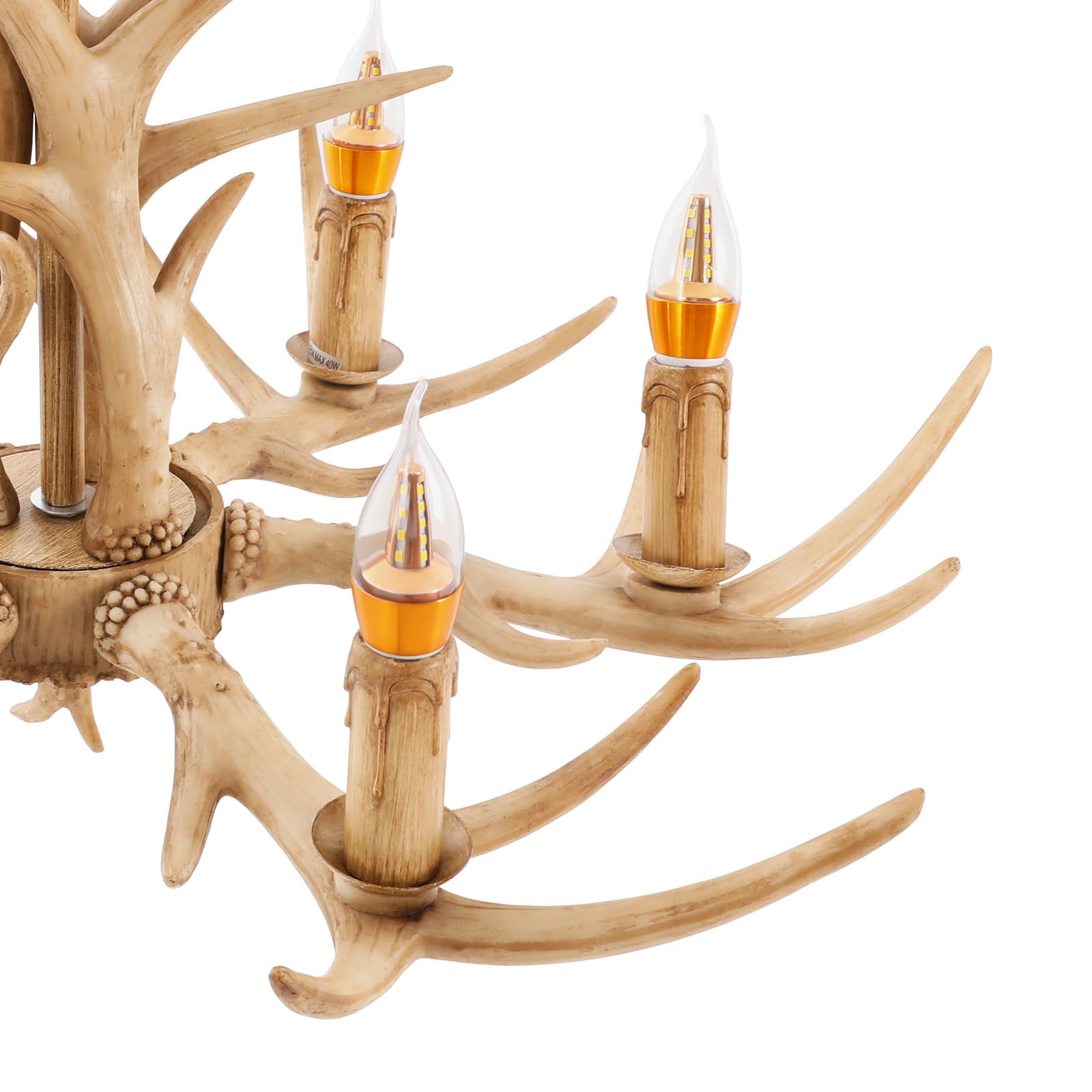 6-Licht Geweih Kronleuchter, Retro Geweihlampe Deckenleuchte Deckenlampe Kronleuchter Harz Hirsch Hirschgewei Pendelleuchte Deckenlampen Licht HäNgelampe für Küche Esszimmer Bar [Energieklasse A++]