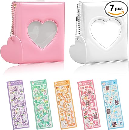 3 Inch Mini Photo Album Set of 2, MaehSab Small Kpop Photocard Binder Album, Kpop Photocard Holder Book, Photocard ID Holder with 5 Sheets Kpop Korean Stickersã€€(32 Pockets)