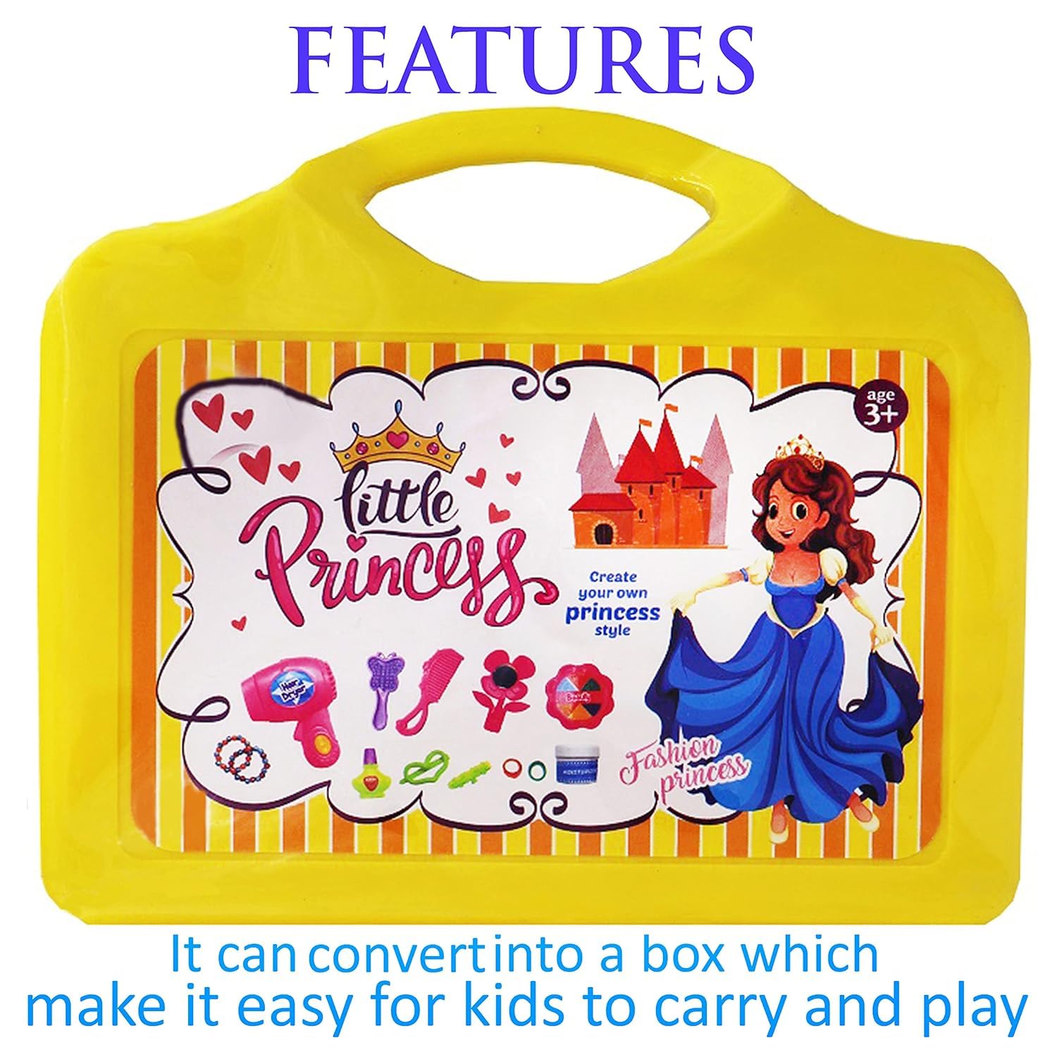 BabyGo Beauty Makeup Suitcase Toy for Girls | Best Fancy Kit Gift for Your Little Princess | Gift Gallery | Colour: Yellow | Girl Role Play Toys 1