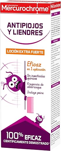MERCUROCHROME - Loción Extra Fuerte - Antipiojos y Liendres -Eficaz en 1 Aplicación - Sin Insecticidas Químicos - Para Toda La Familia - Incluye Peine - 100% Eficaz, Científicamente Demostrado - 100ml