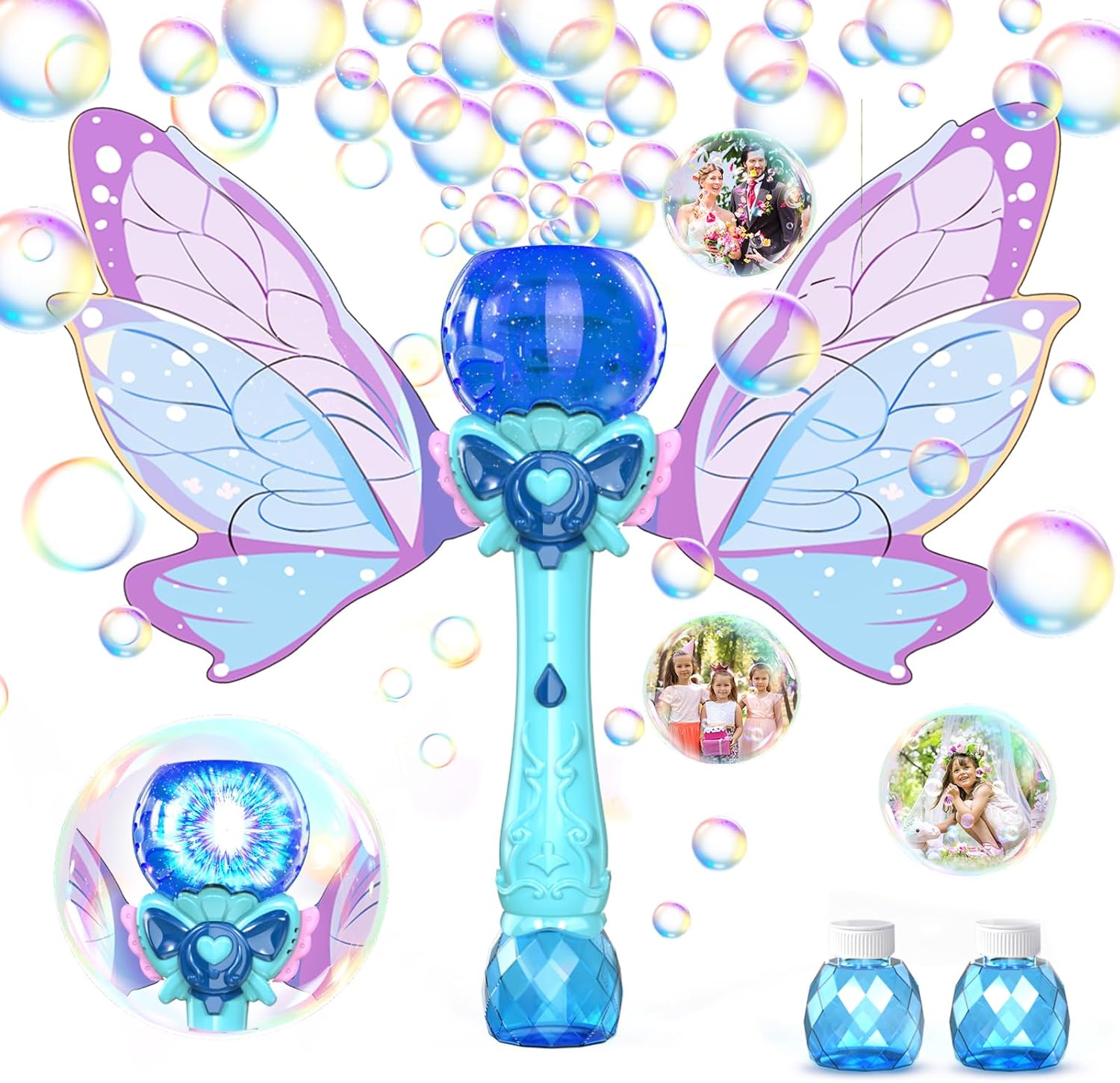 Amazon.com: PANACARE Bubble Wand for Kids Girls Butterfly Bubble Wand ...