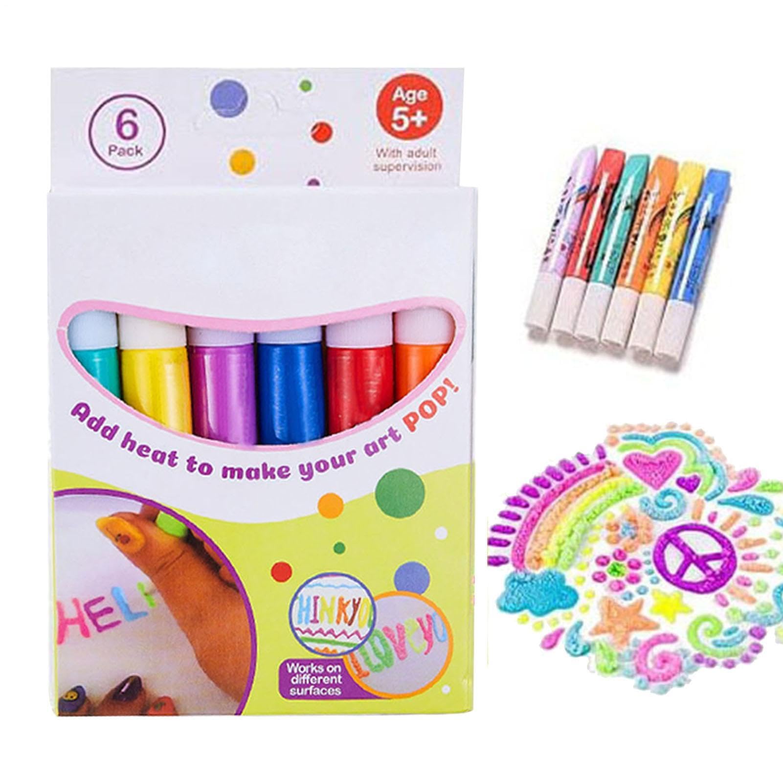 Popcorn Pens, 3D Bubble Drawing Popcorn Pens Puffys Pen, 6 Sticks