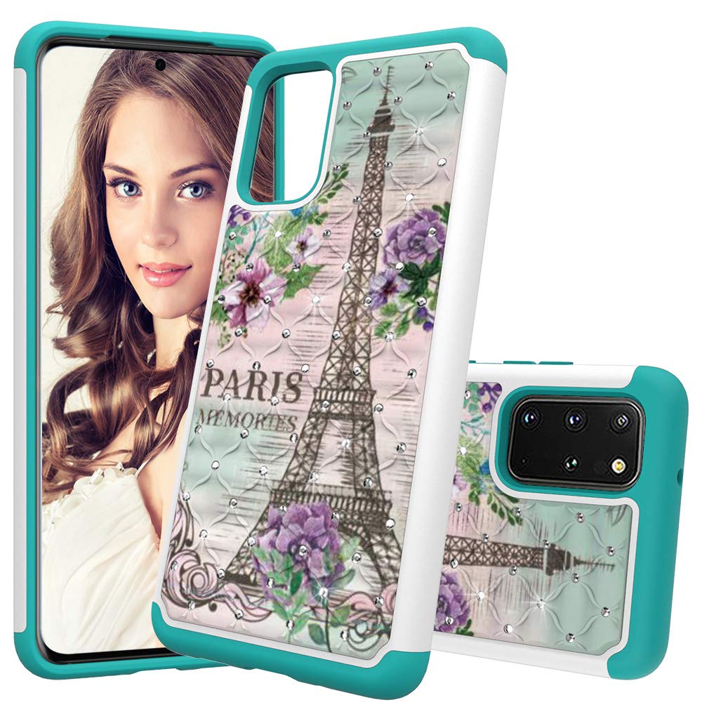 EMAXELERR Galaxy S20 Plus Case Soft TPU Silicone Slim Hard PC 2 in 1 Hybrid Dual Layer Heavy Duty Slim Glitter Shockproof Protective Case Cover for Samsung S20 Plus Diamond Fresh Tower YBZ.