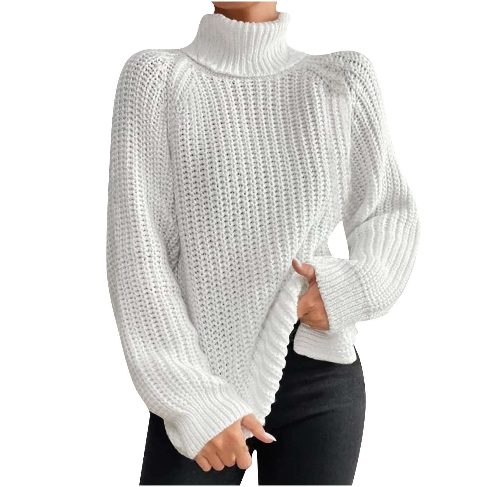 Mock Turtleneck for Women Ribbed Knit Long Sleeve Sweaters Thermal Lightweight Oversized Tops Trendy Winter Clothes