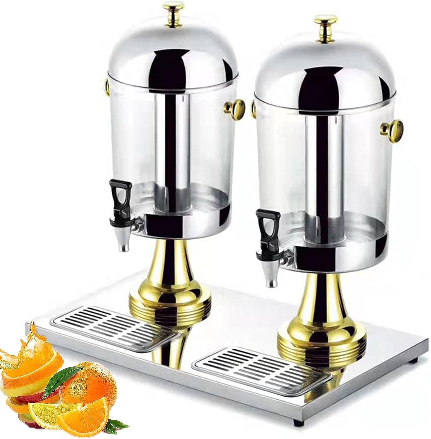 asdchZen Drink Dispenser With Tap, 8/16/24L Tanks Juice Dispenser, Commercial Juice Machine, Stainless Steel Beverage Dispensers, For Restaurant Hotel Bar,Gold-16L