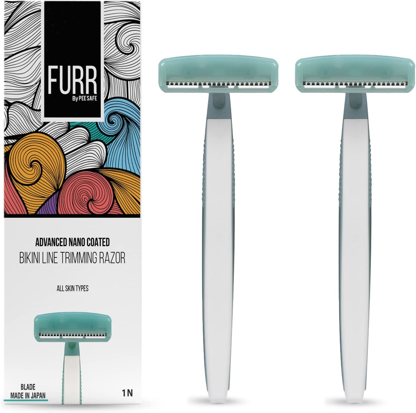 Bikini Line Razor With Chromium and PTFE Coated Reusable Blade | With Protective Sleeve & Anti Slip Grip | Painless Hair Removal | Irritation & Rash Free Shaving | For Women | Pack Of 2
