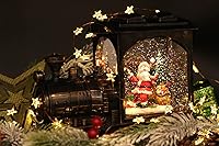 Vista 4 de GenSwin Linterna de Globo de Nieve Navideño Iluminada, Operada con Batería, Tren Musical de Papá Noel con LED de Agua Brillante con Temporizador