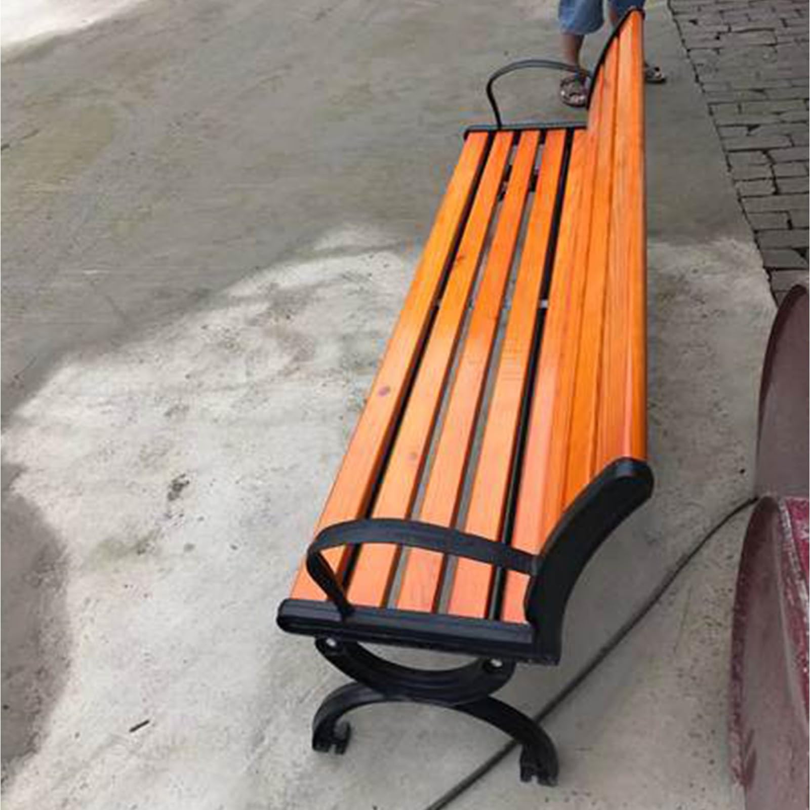 Krzesło ogrodowe - plastikowe i żelazne podwójne oparcie długie krzesło rekreacyjne, stylowy design do ogrodu, na patio, balkon