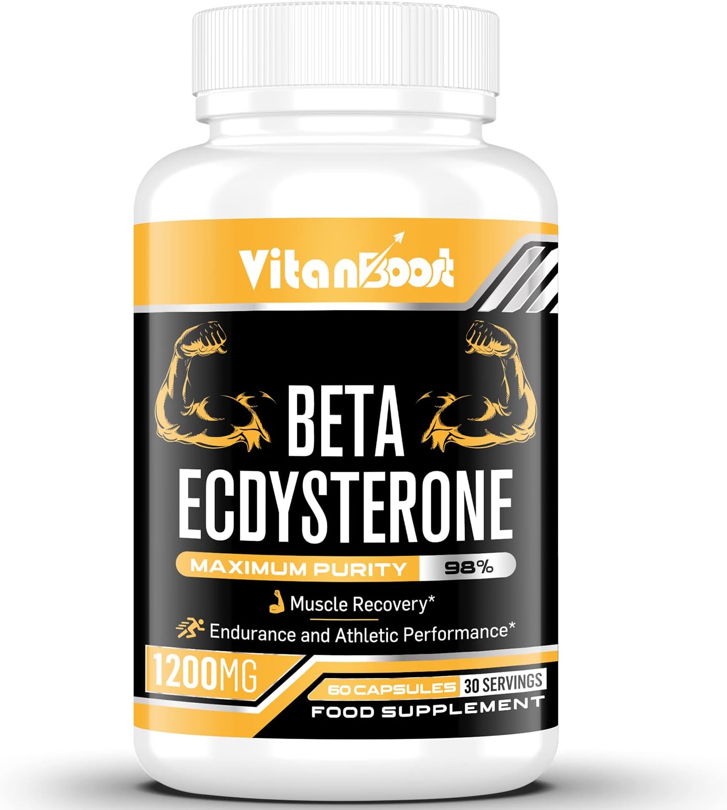 Beta Ecdysterone Supplement 1200mg | Increases Lean Muscle Mass, Exercise Performance, Strength and Protein Synthesis, 98% Maximum Purity Formulated for Enhanced Absorption (60 Count (Pack of 1))