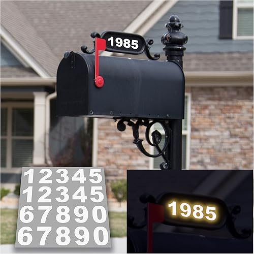 Vista 132 de iSYFIX - 2 juegos de calcomanías de números de 4 pulgadas, calcomanías de vinilo de alta calidad troqueladas y precortadas para buzón, ventanas, Oro