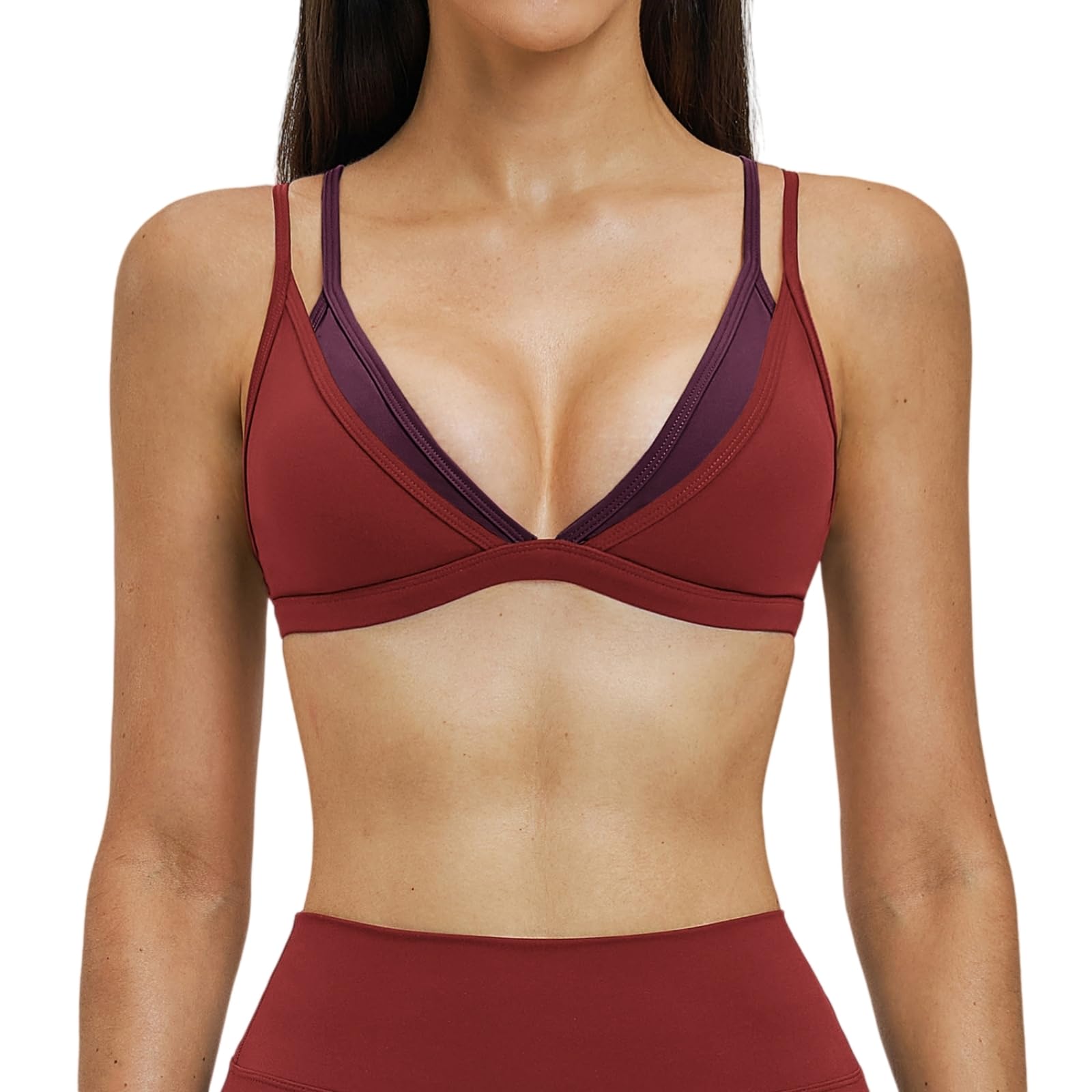 CHENSHI Sujetador Deportivo Mujer Mock Dos Piezas Cami Yoga De Alto Apoyo Correr Tops Fitness Ropa Interior Entrenamiento Respirable Casual-Green-m