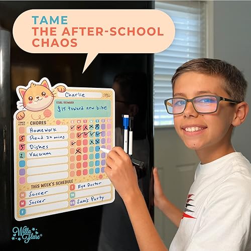 Miniatura 2 de Willa Flare Tabla de tareas del refrigerador, 1 unidad, tabla magnética de tareas para niños y adultos, ayuda a recompensar la responsabilidad con