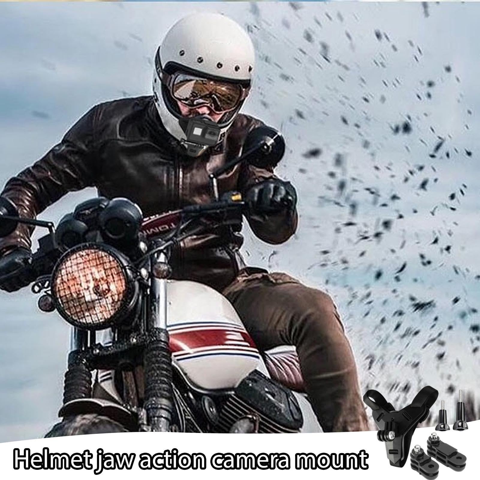 Supporto Per Action Camera Per Casco Da Moto – Mentoniera Antiscivolo In ABS Con Fibbia Elastica, Universale