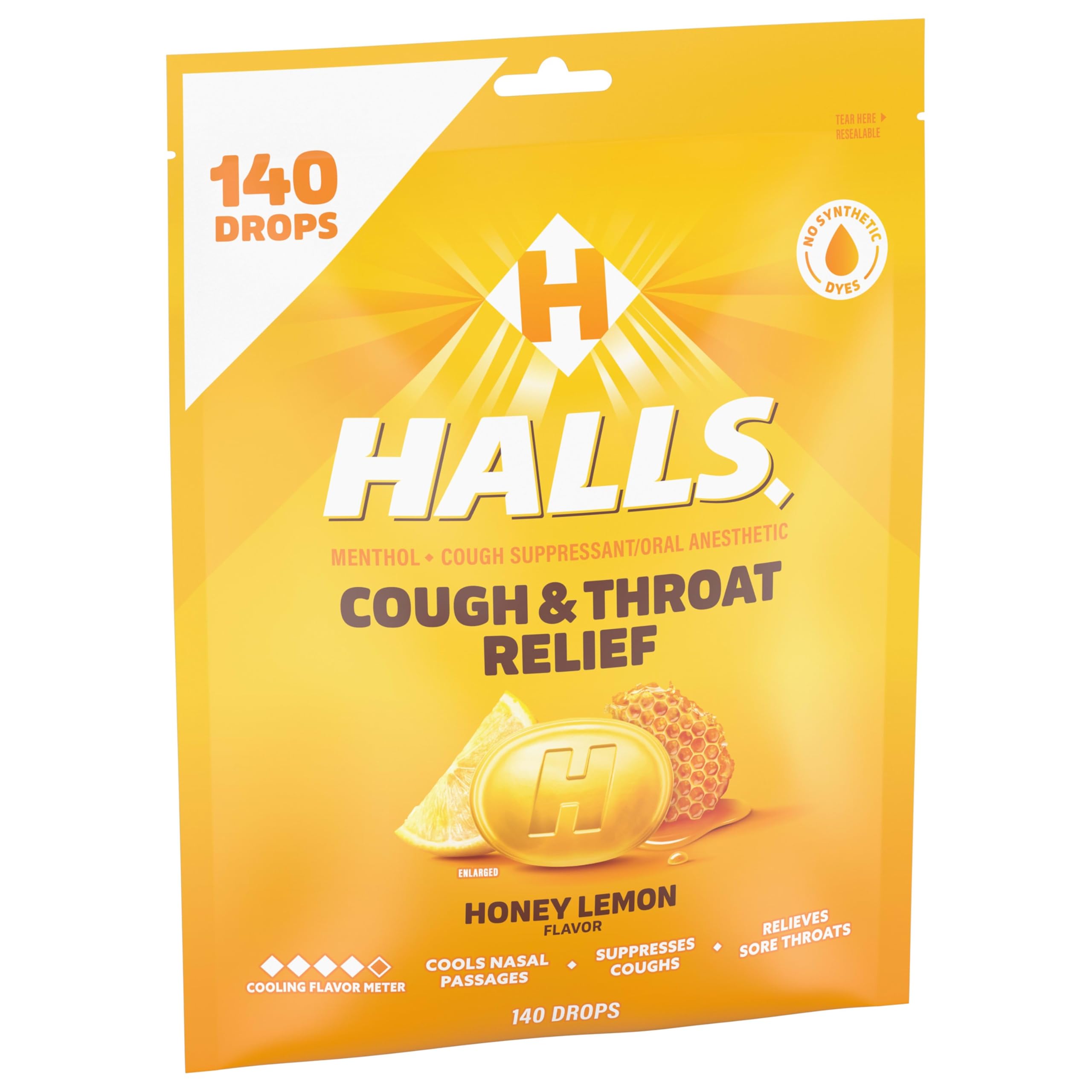 Halls Cough & Throat Relief Honey Lemon Cough Drops, Bulk Pack, 140 ct — Amazon image 12