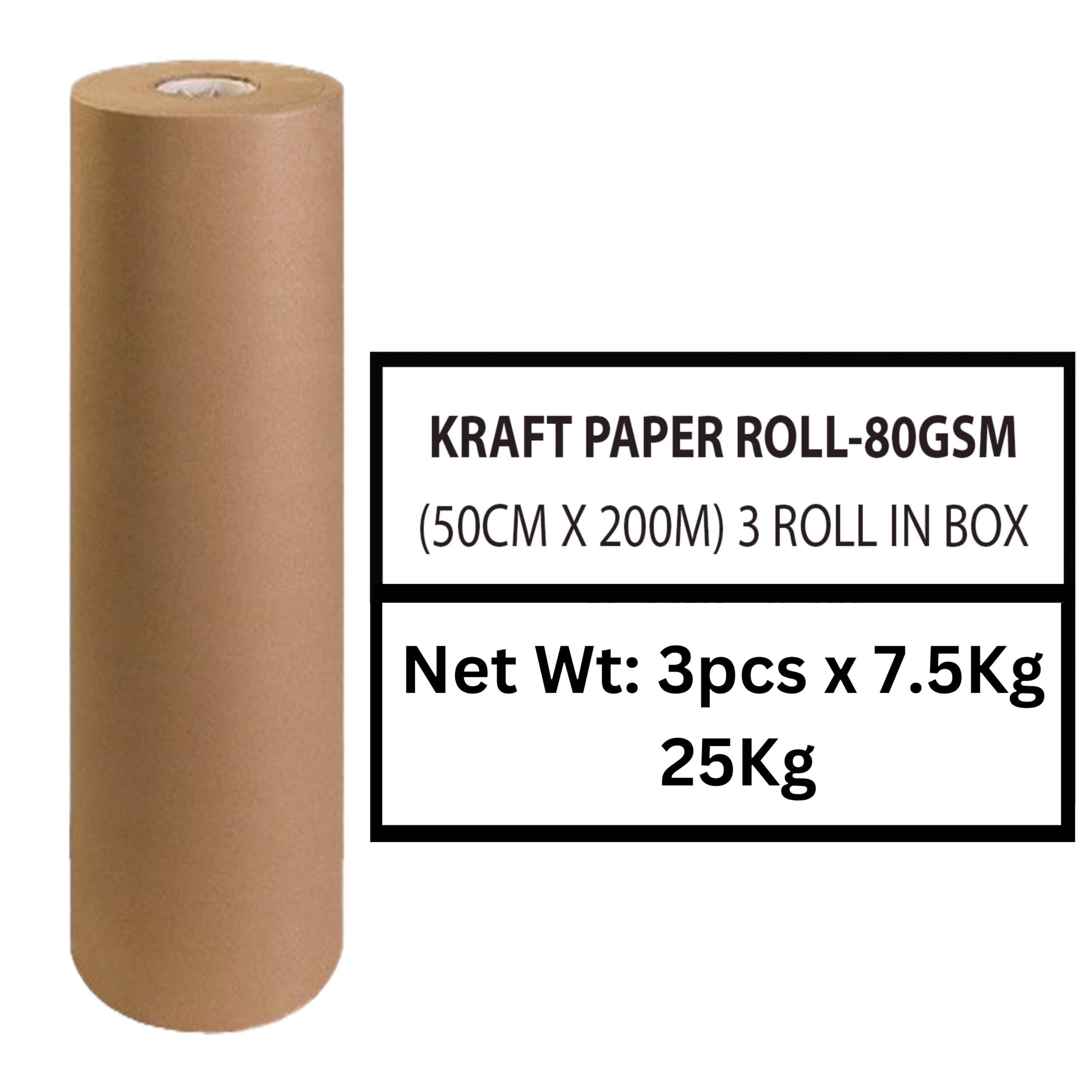 Soul Mantra Rolka papieru typu kraftowego, brązowy, 80 g/m² (50 cm x 200 m) – wysokiej jakości papier do pakowania i majsterkowania do różnorodnych zastosowań, 100% poddany recyklingowi (opakowanie 3)