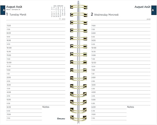 Miniatura 3 de Blueline Planificador académico diariomensual, agosto de 2023 a julio de 2024, encuadernación dorada de doble alambre, cubierta de polietileno, 8 x