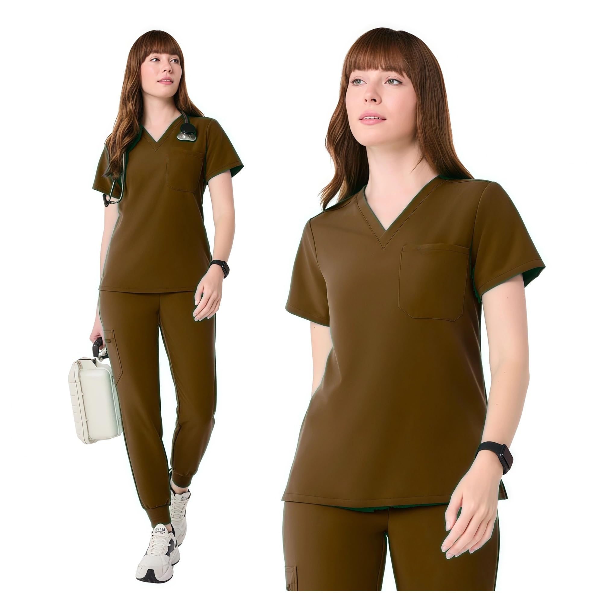 Uniformes Sanitarios Mujer Uniforme médico de Dos Piezas, Antiarrugas, Tejido elástico, Conjunto de enfermería
