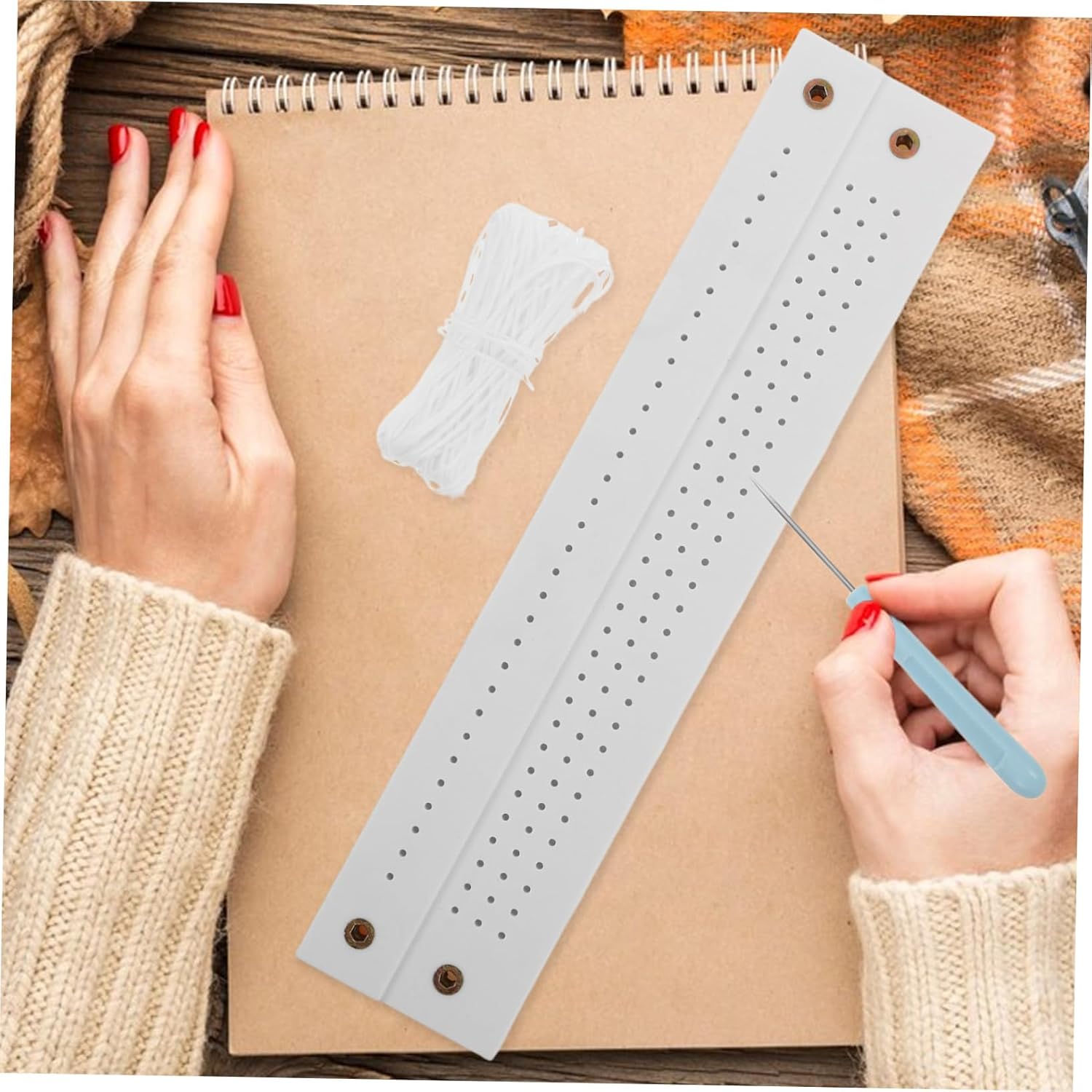 jojofuny Handmade Journal Binding Kit with Book Clamps Awl Waxed Thread and Ruler Complete Bookmaking Tools Travel Diaries Planners and Scrapbooks