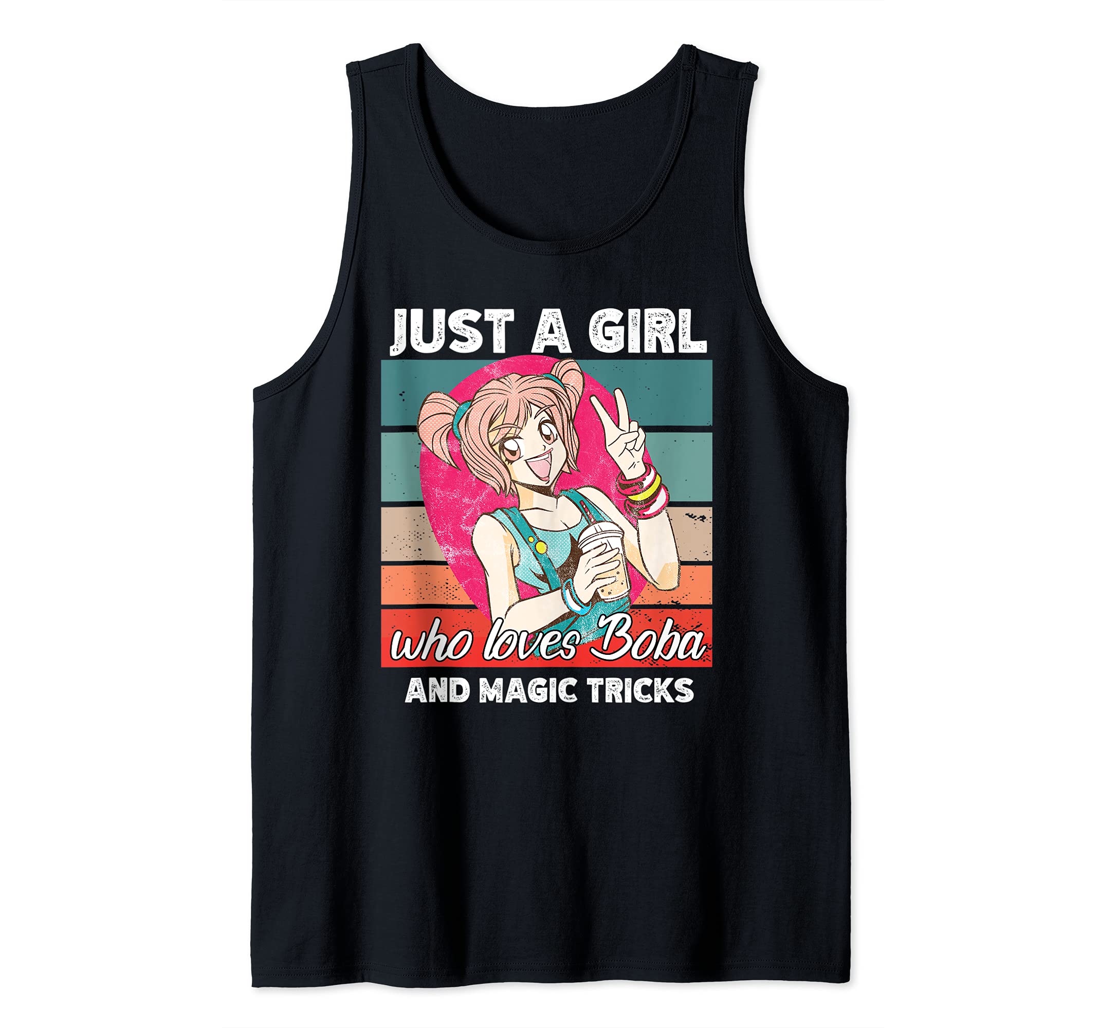 Just a girl who loves boba and Magic tricks kawaii Tank Top, Black