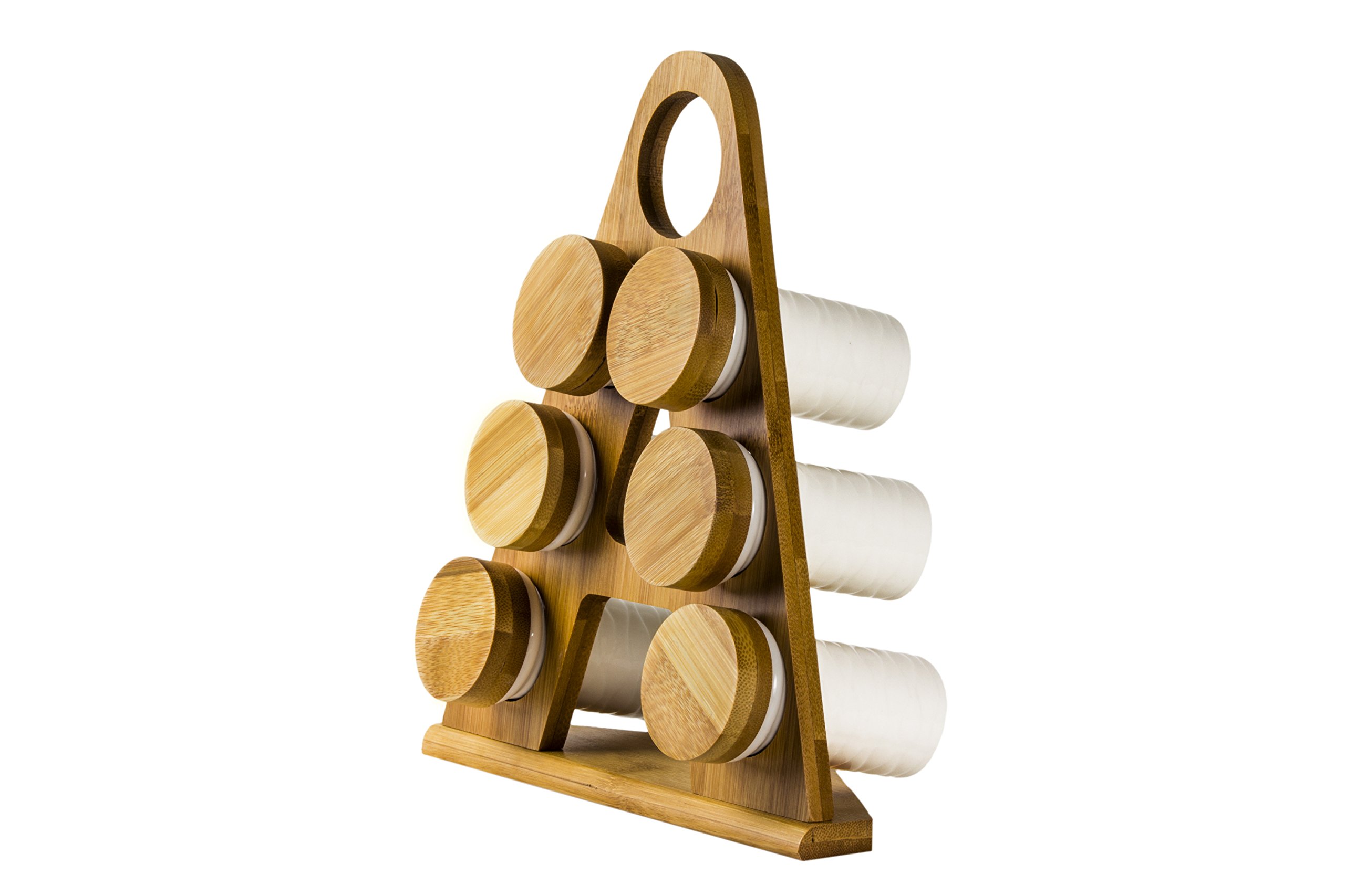 Porcelain Spice Rack with Bamboo Stand