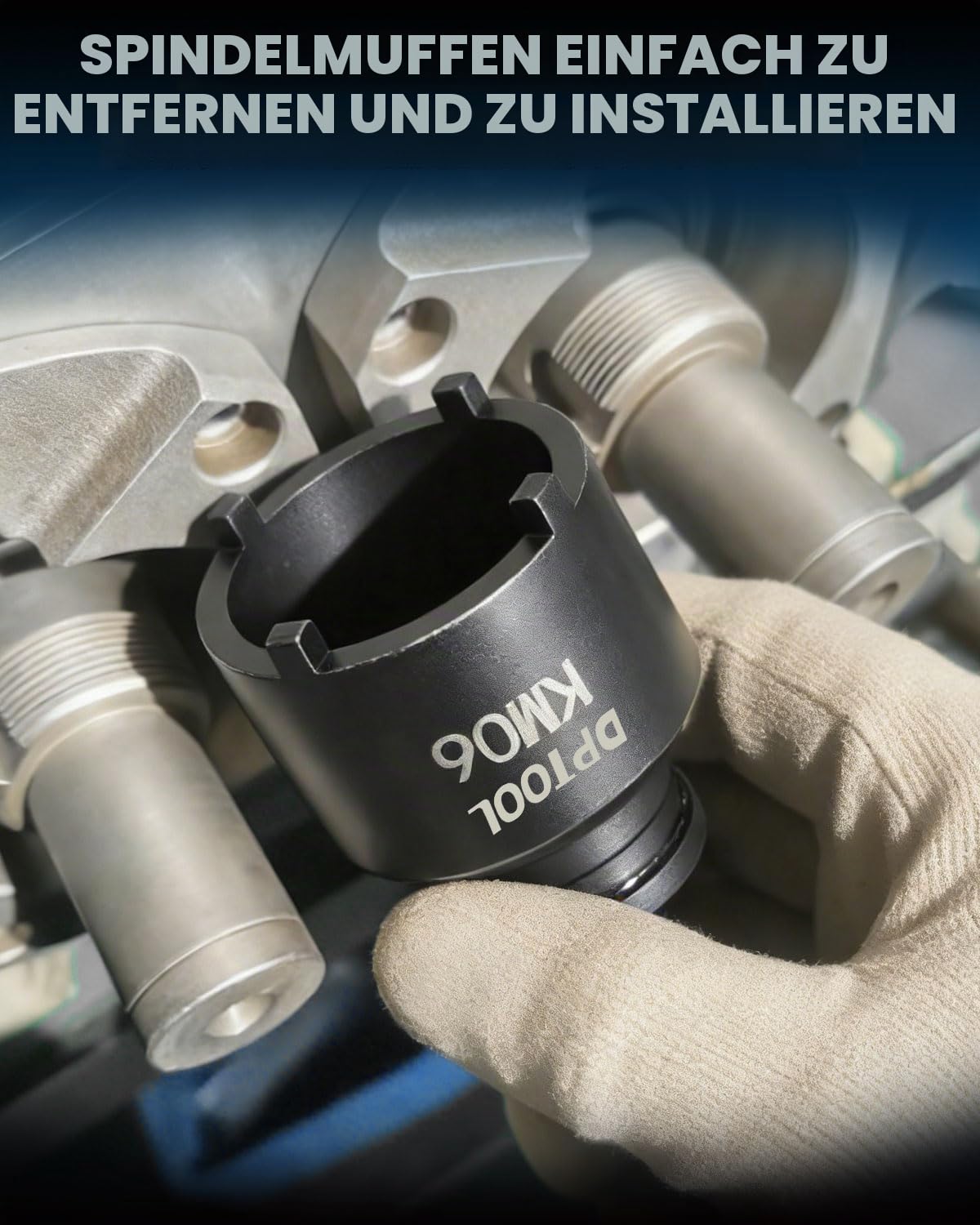 DPTOOL 13-teiliges Spindelmuttern-Steckschlüssel-Set, Kugelgelenke, Achsen-Kontermuttern zum Entfernen und Installieren, Naben-Feststell-Steckschlüssel für KM-Nutmuttern, 4 Zähne außen mit 1/2 Zoll