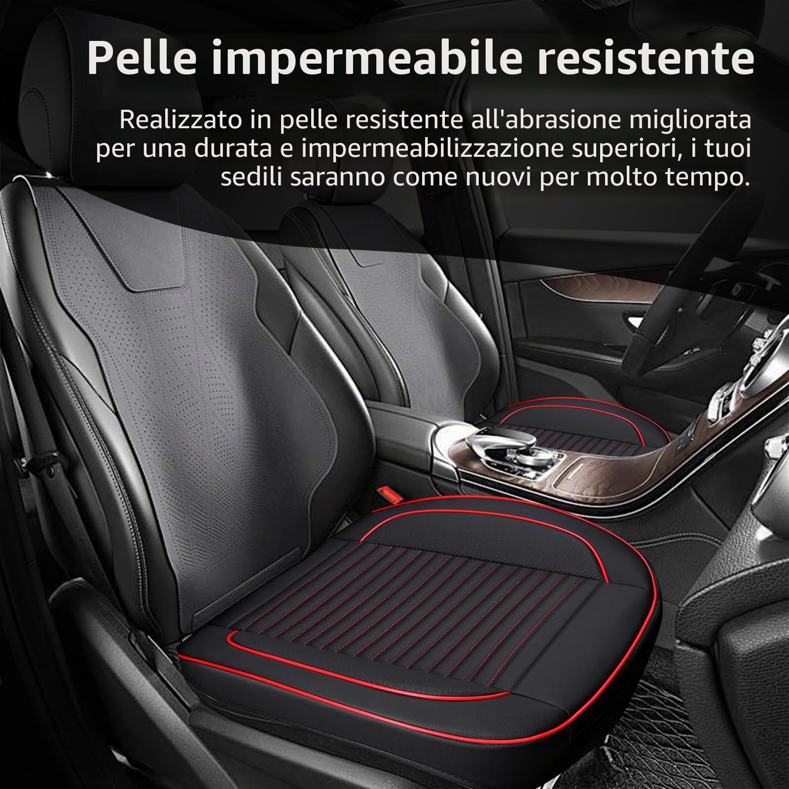 Coprisedili per Auto Sedili Anteriori, Set Universale di Coprisedili in Pelle PU di Lusso per Auto Sedili Anteriori, Coprisedili in Pelle Universali per Limousine/SUV/Pickup/Van (Stile A, 2)