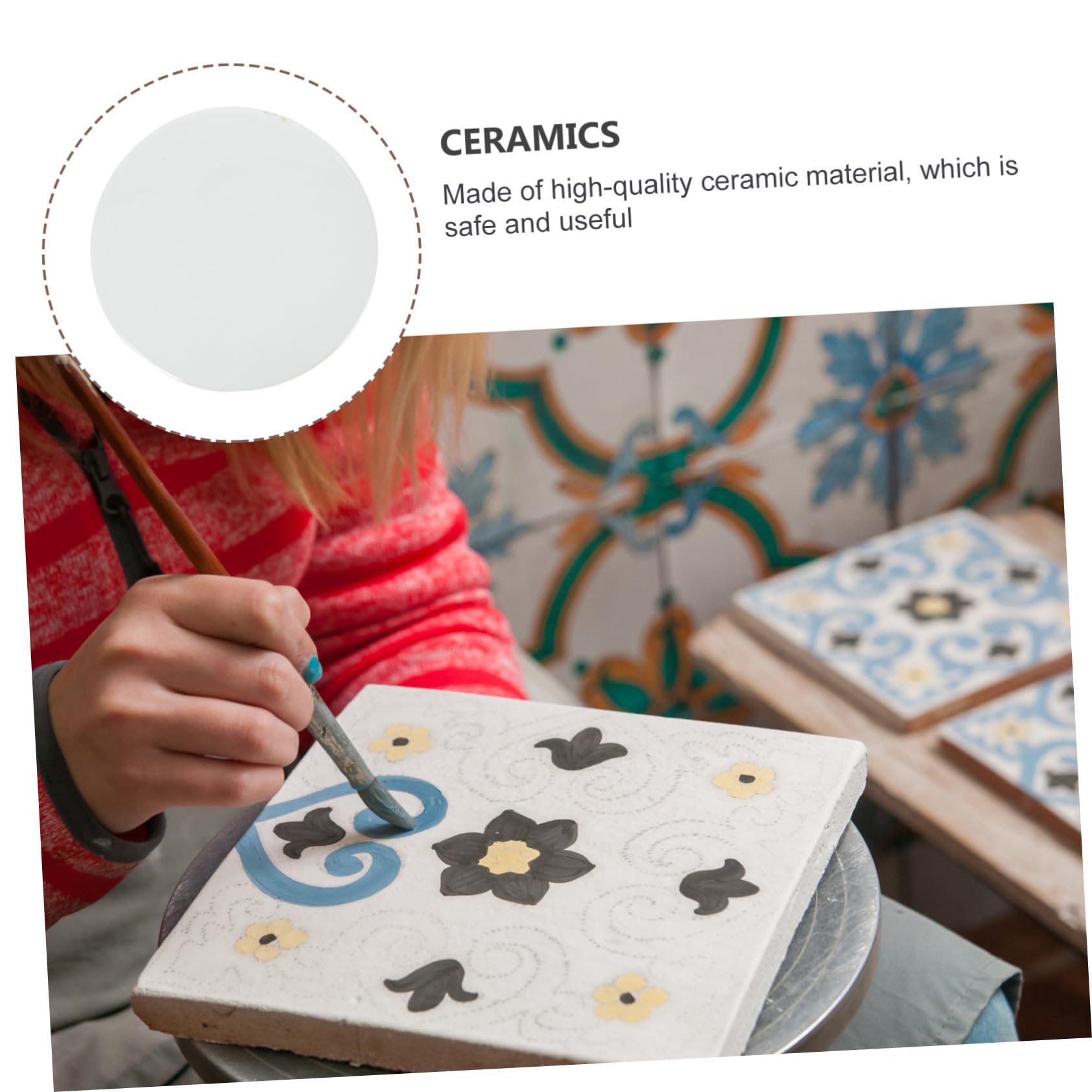 PLAFOPE Piastra Ceramica Bianca Rotonda da Dipingere per Ragazzo Ragazza | Superficie Liscia Non Finita, per Laboratorio D'arte Infantile e Hobby Creativo, Supporto DIY