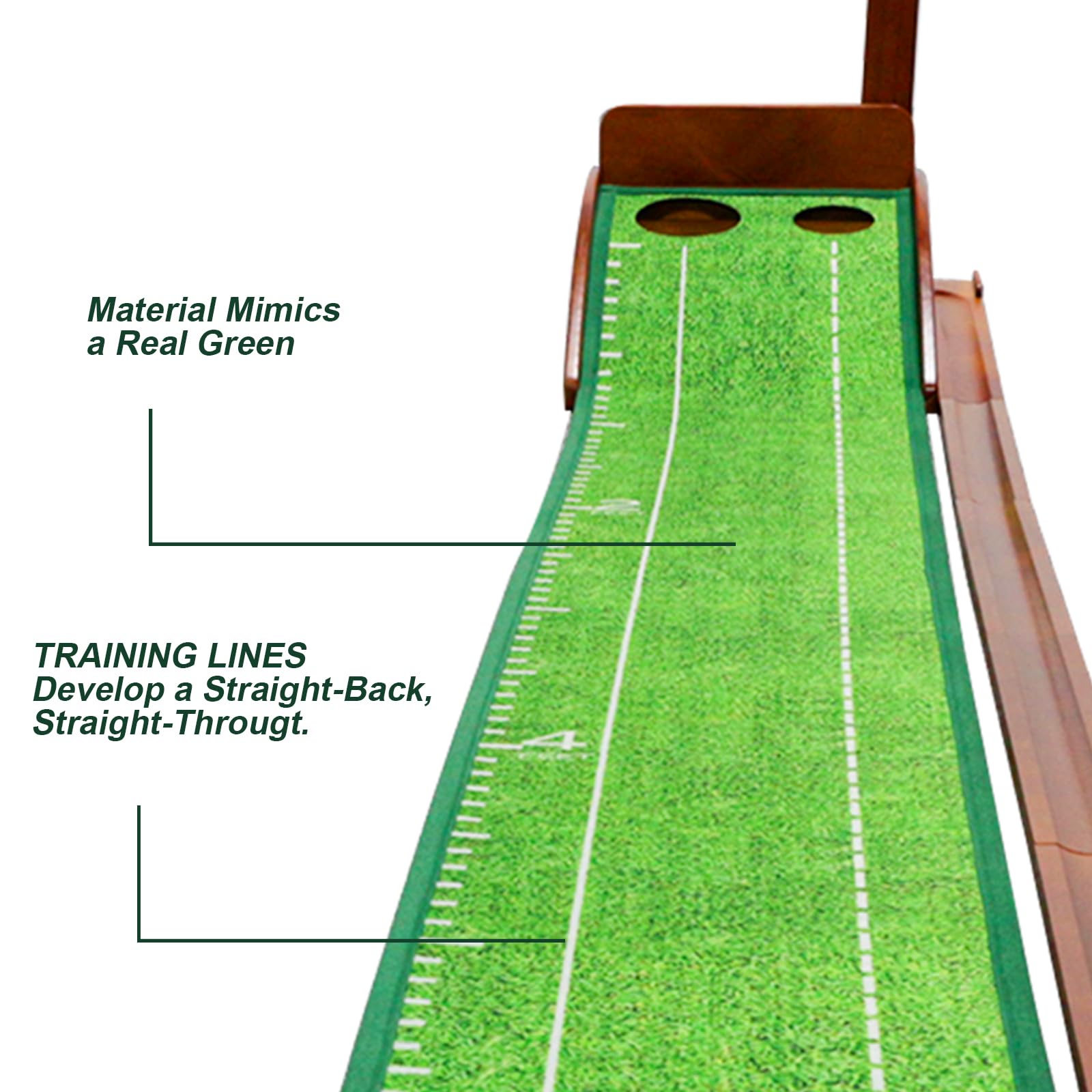 Tapis d'entraînement de golf avec base en bois 32 x 300 cm