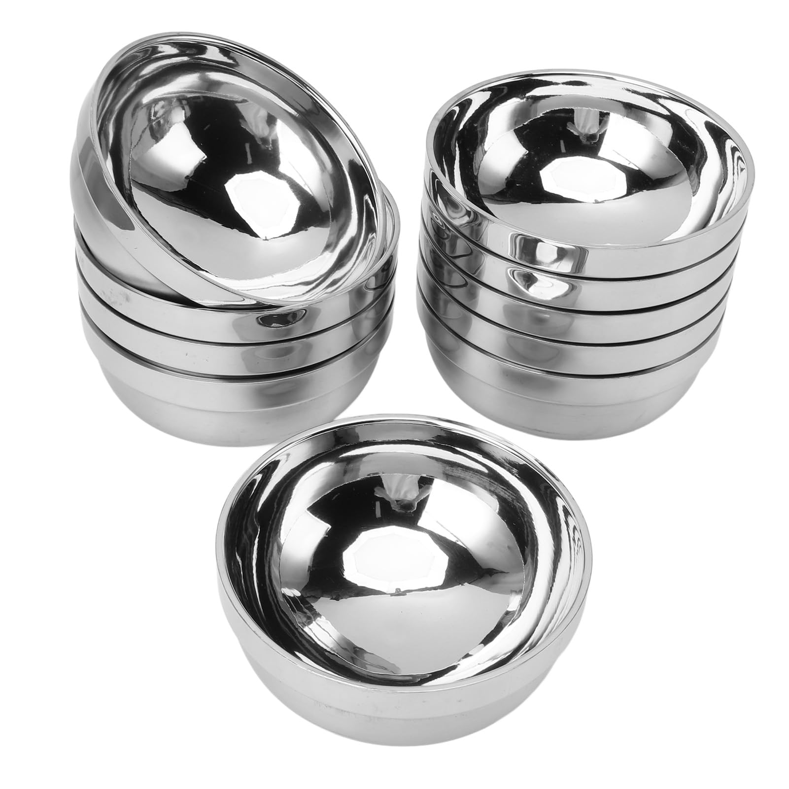 Tazones para aperitivos de acero inoxidable HERCHR con platos para salsa individuales, 10 piezas