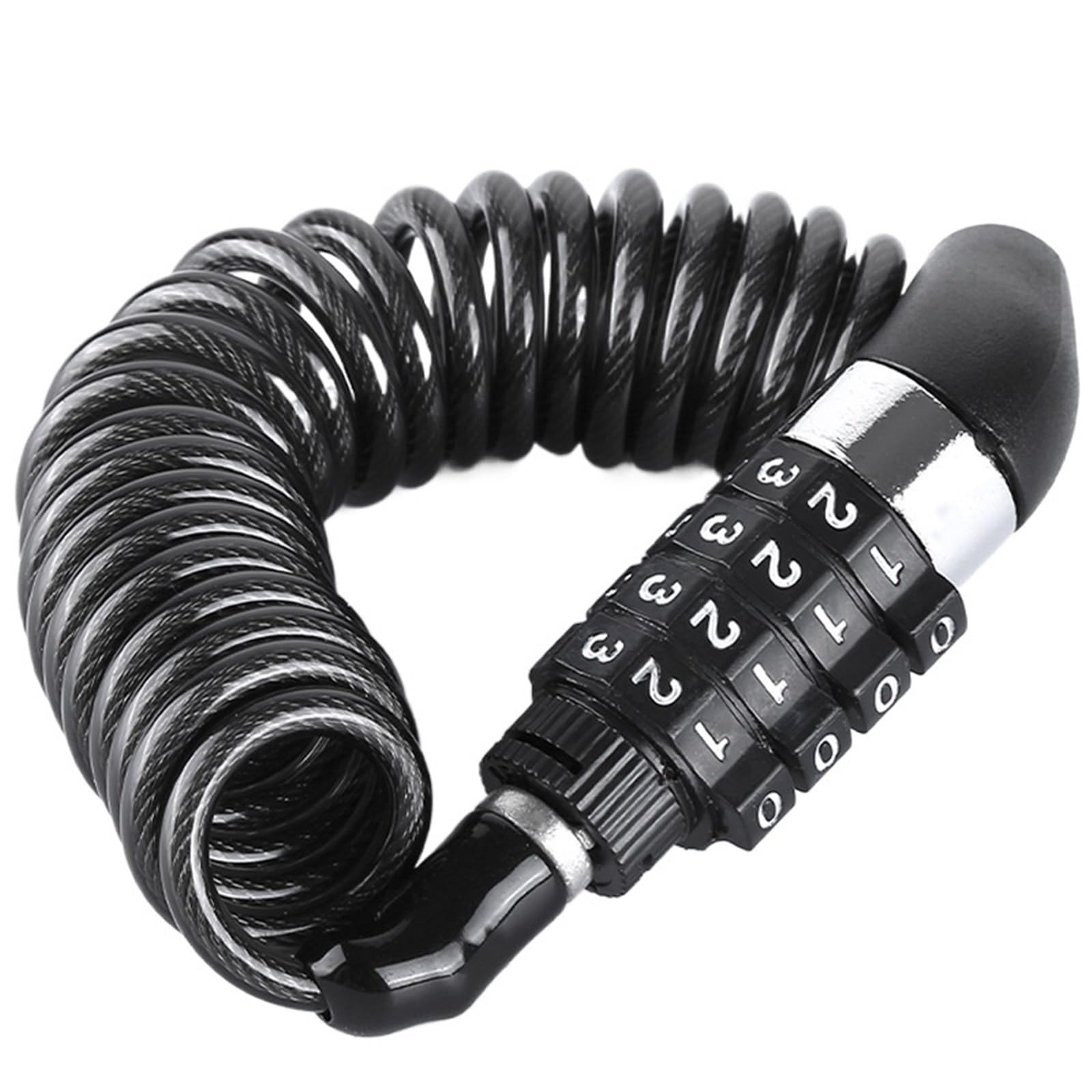 Fgjhjtxhsg Black Bike Lock Cable Chain Bicycle Lock For Mountain Bike Motorbike, Portable Lightweight Helmet Combination Lock