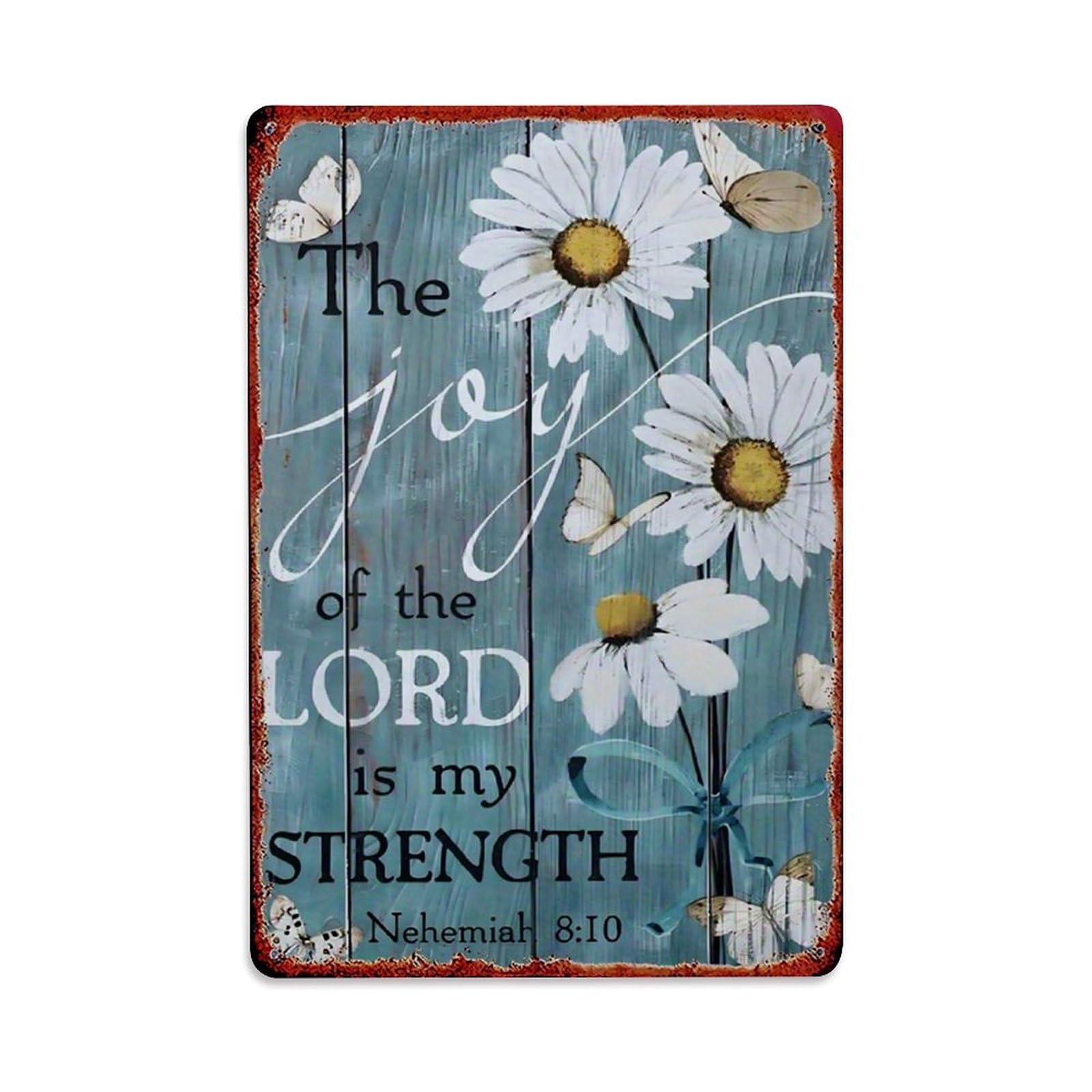Jdfenggu Vintage Floral Butterflies Daisies Wood Text Retro Metal Tin Sign, Decor Art Poster For Bar, Home, Man Cave, Kitchen, Laundry Room Gift 8X12inch
