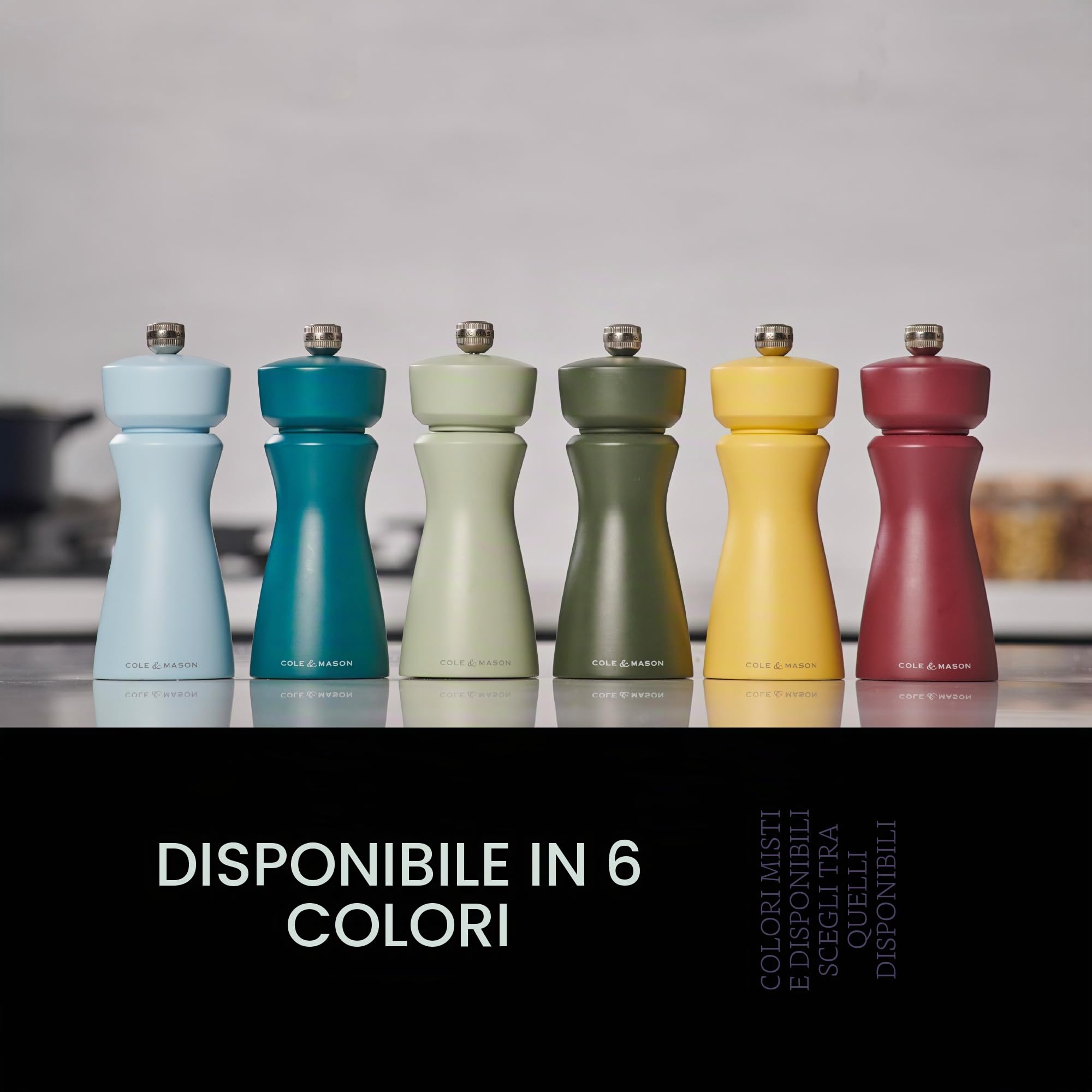 Cole & Mason Kenton Macinasale e Pepe, Sale Marino, Macinatura Regolabile, Meccanismo in Ceramica Durevole, Include 1 Macinino, 15cm