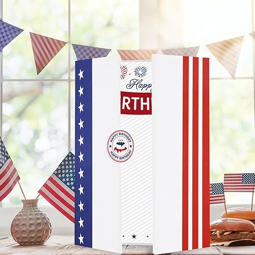 Miniatura 4 de Vlipoeasn Libro de invitados patriótico de feliz cumpleaños, certificado de firma alternativa, decoración de fiesta de cumpleaños rojo, blanco y