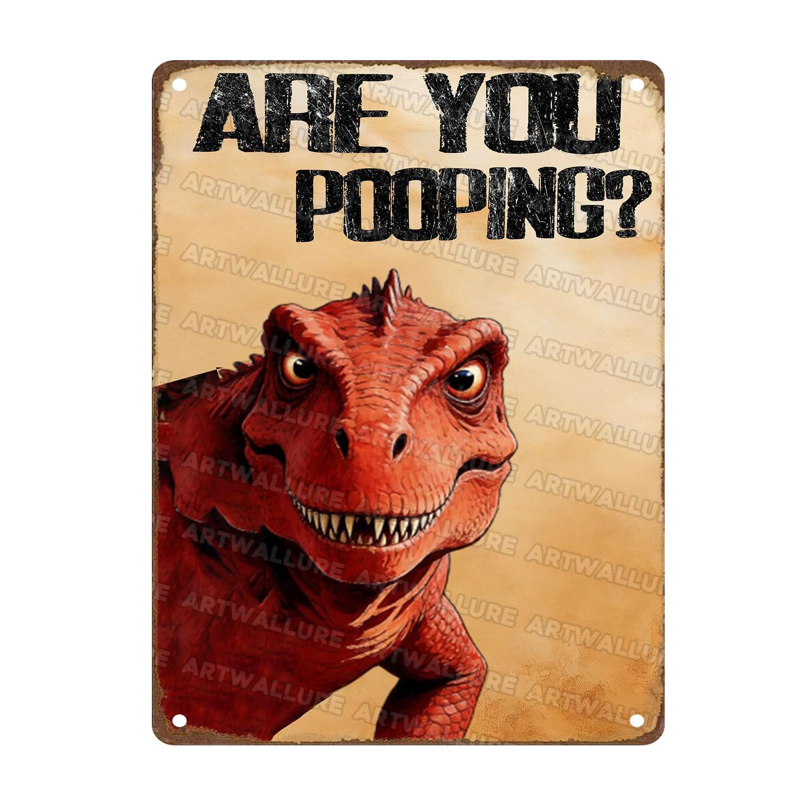 Are You Pooping Metal Sign Funny Dinosaur Wall Decor for Home Bathroom Poster Restroom Toilet Washroom 12x16Inch