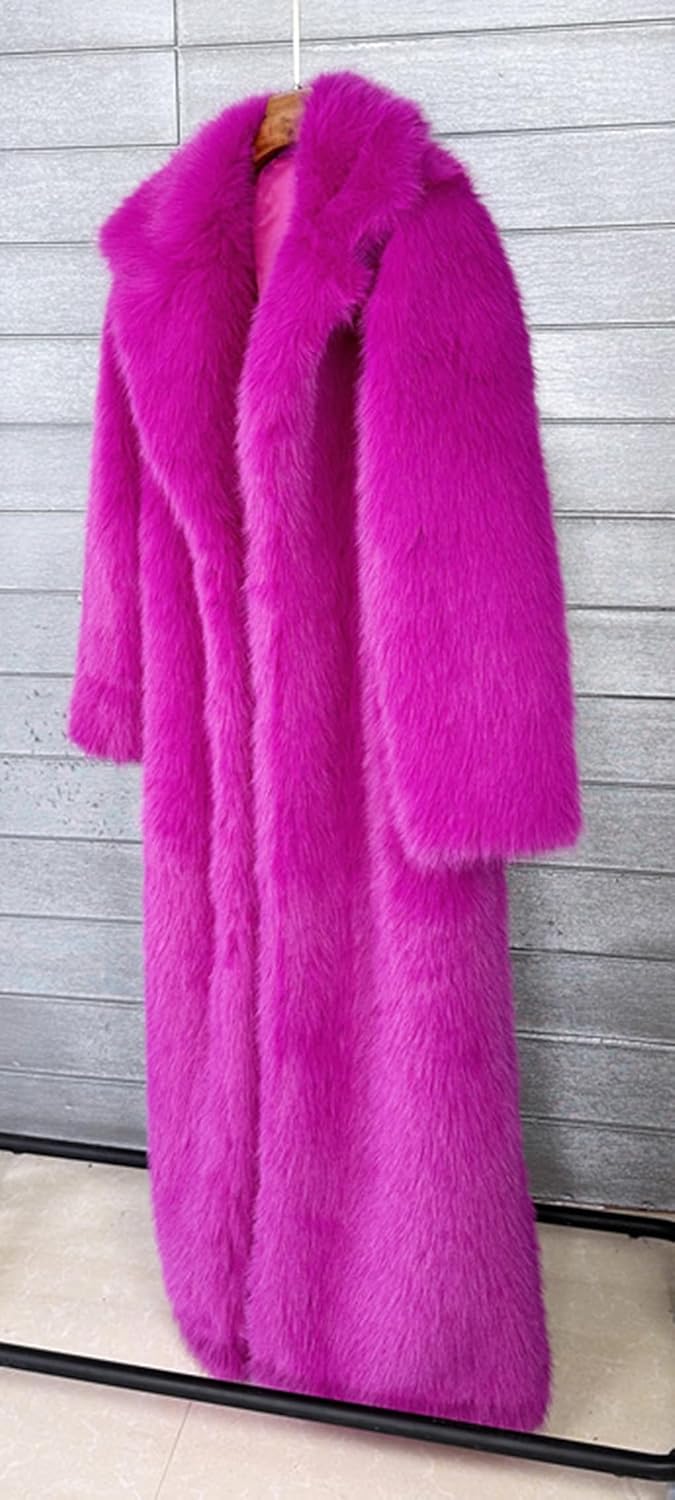 Vickstco Fluffy Faux Fur Overcoat,Warm Outwear Parka Long Coat with Sleeves - Image 8