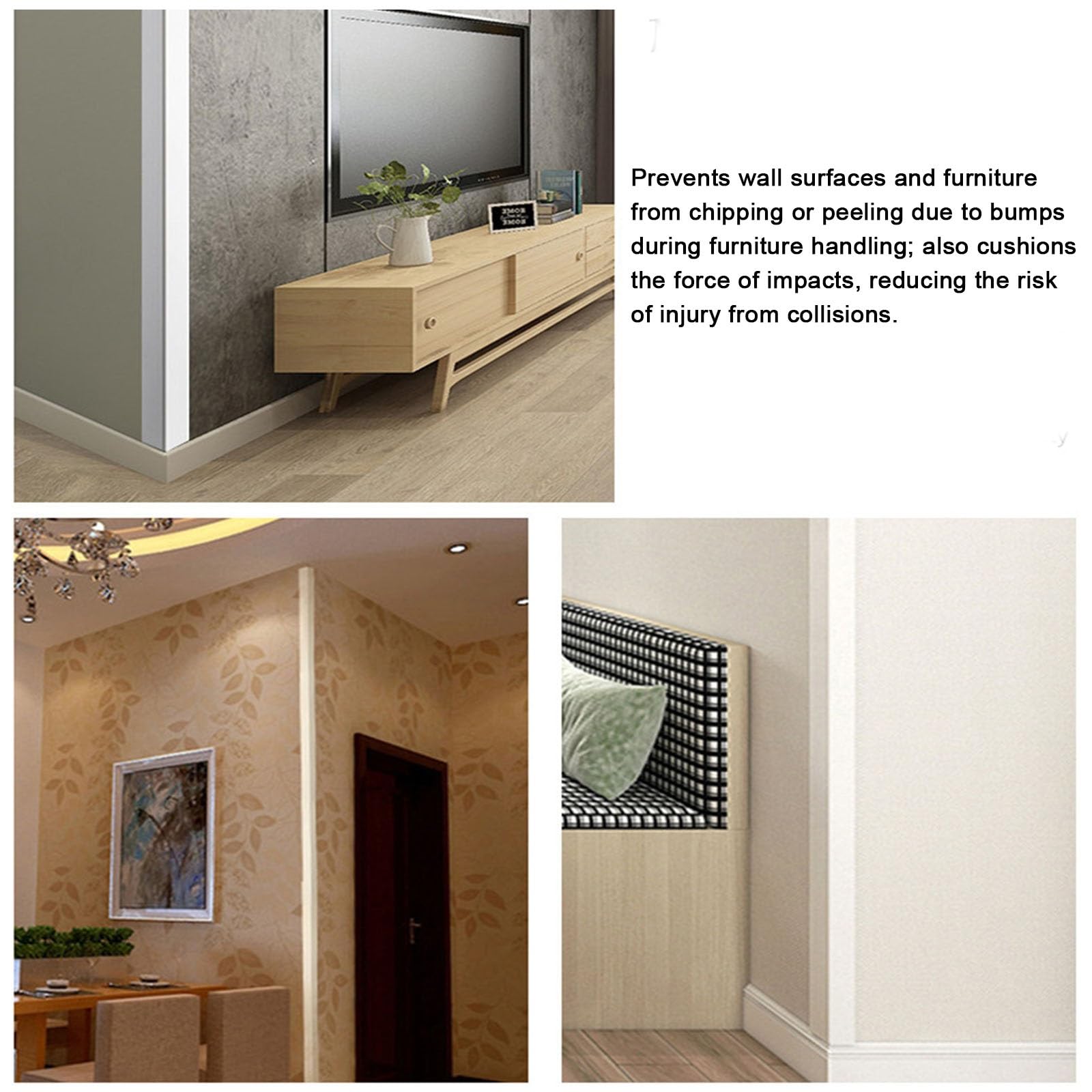 Paraspigoli Muro, in Resina PVC, Autoadesivi, Para Spigoli per Mobili | Paraspigoli Angolari, Paracolpi, Angolo Interno a 89°, per Colonne, Pareti, Mobili e Tavoli(White,10x120cm/4x47in)