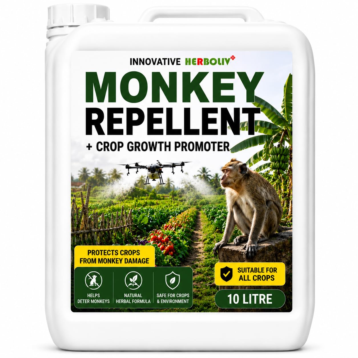 Monkey Repellent Spray for Farms & Agriculture | Natural Herbal Monkey Deterrent | Helps Protect Crops from Monkey Damage | 10 Litres-image-27