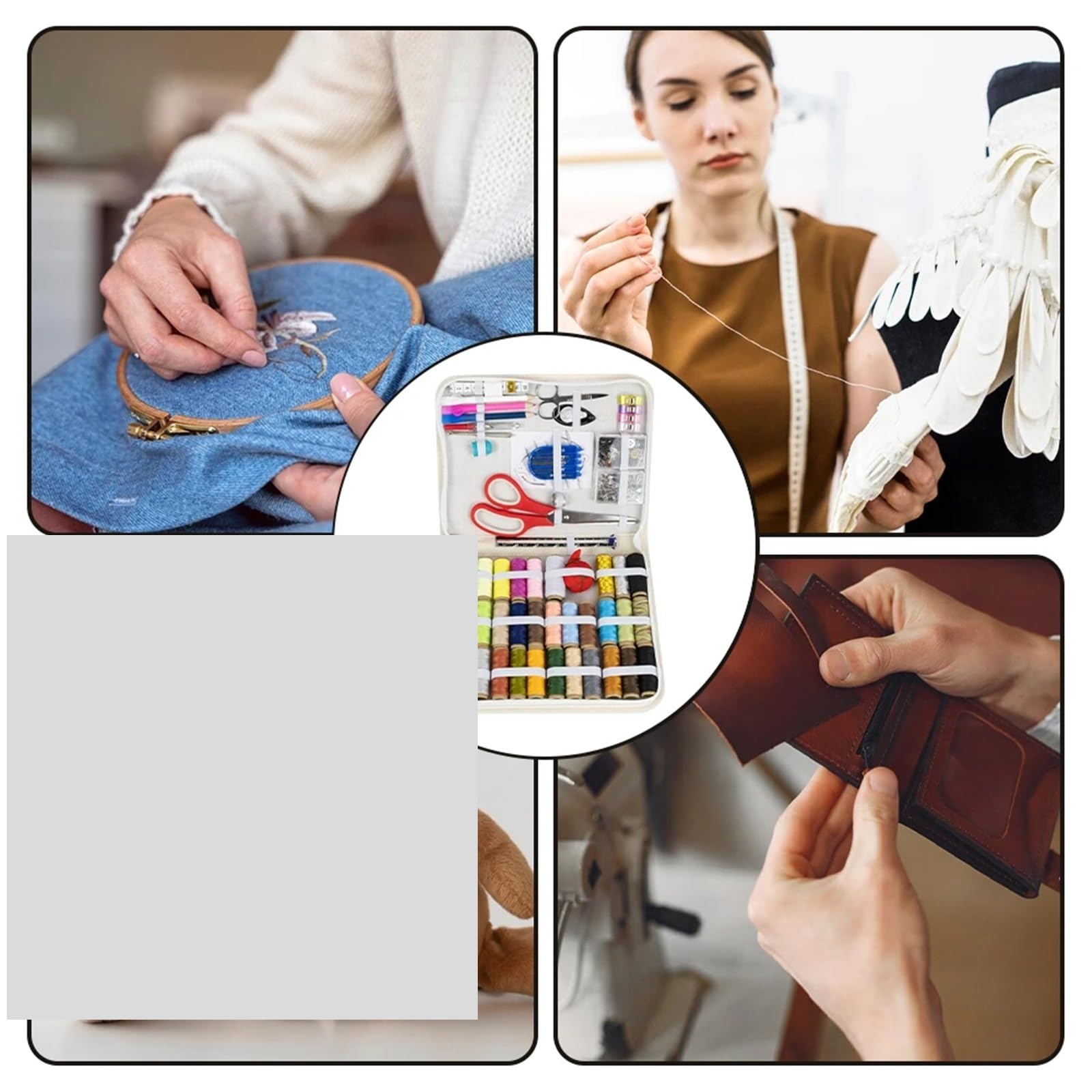 Kit da cucito da viaggio, 1 set di attrezzi da cucito multifunzione e accessori, kit completo da cucito per trapuntatura, cucito, ricamo, scatola da cucito per principianti e professionisti