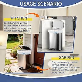 T.FORING 10 Gallon Trash Bags with Drawstring - 120 Count Heavy Duty 1.2 Mil Garbage Bags 38 Liter Unscented White Kitchen Bin Liners for Home & Office