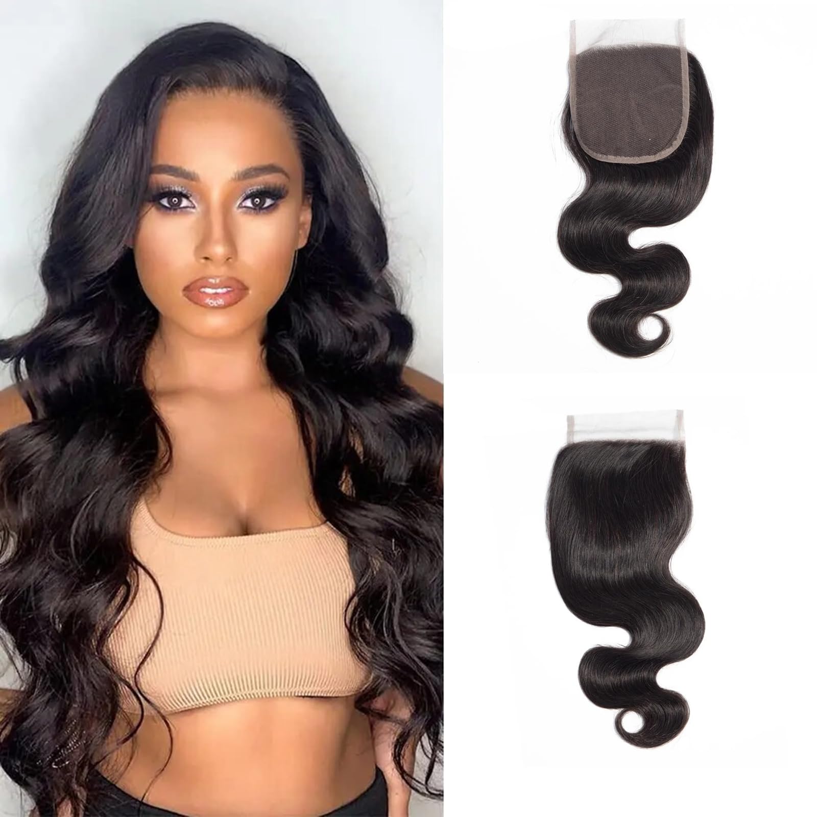 DUAUJUIU Body Wave Human Hair 4x4 HD Lace Closure Brazilian Hair Human Hair Closure for Black Women Natural Remy Hair Soft Swiss Lace 12 Inch