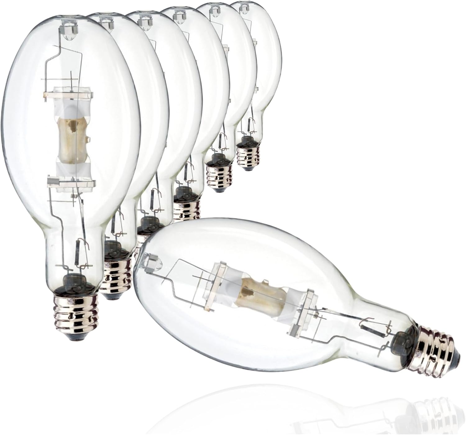 Satco S5837 1500 Watt Metal Halide HID Bulb, 4200K Mogul Base BT56, Clear Finish, 6 Count, for Street, Automotive Lighting, Industrial Lighting, Sports Arenas, Parking Lots, and Commercial Buildings