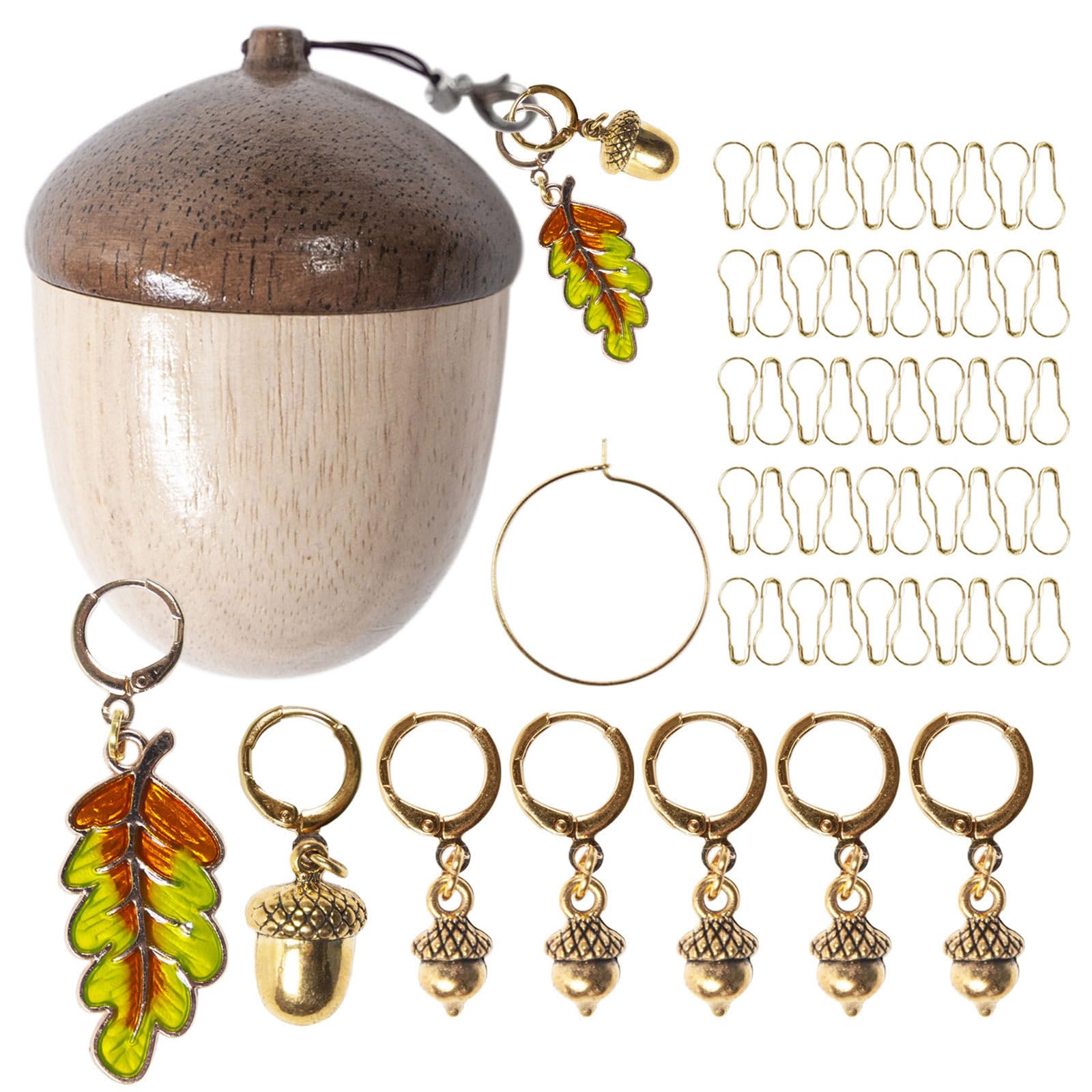 Limtula Nut and Animal Shape Stitching Markers Charm Wood and Metal Locking Stitching Markers for Knitting Crochet Craft Metal Knitting Clamps