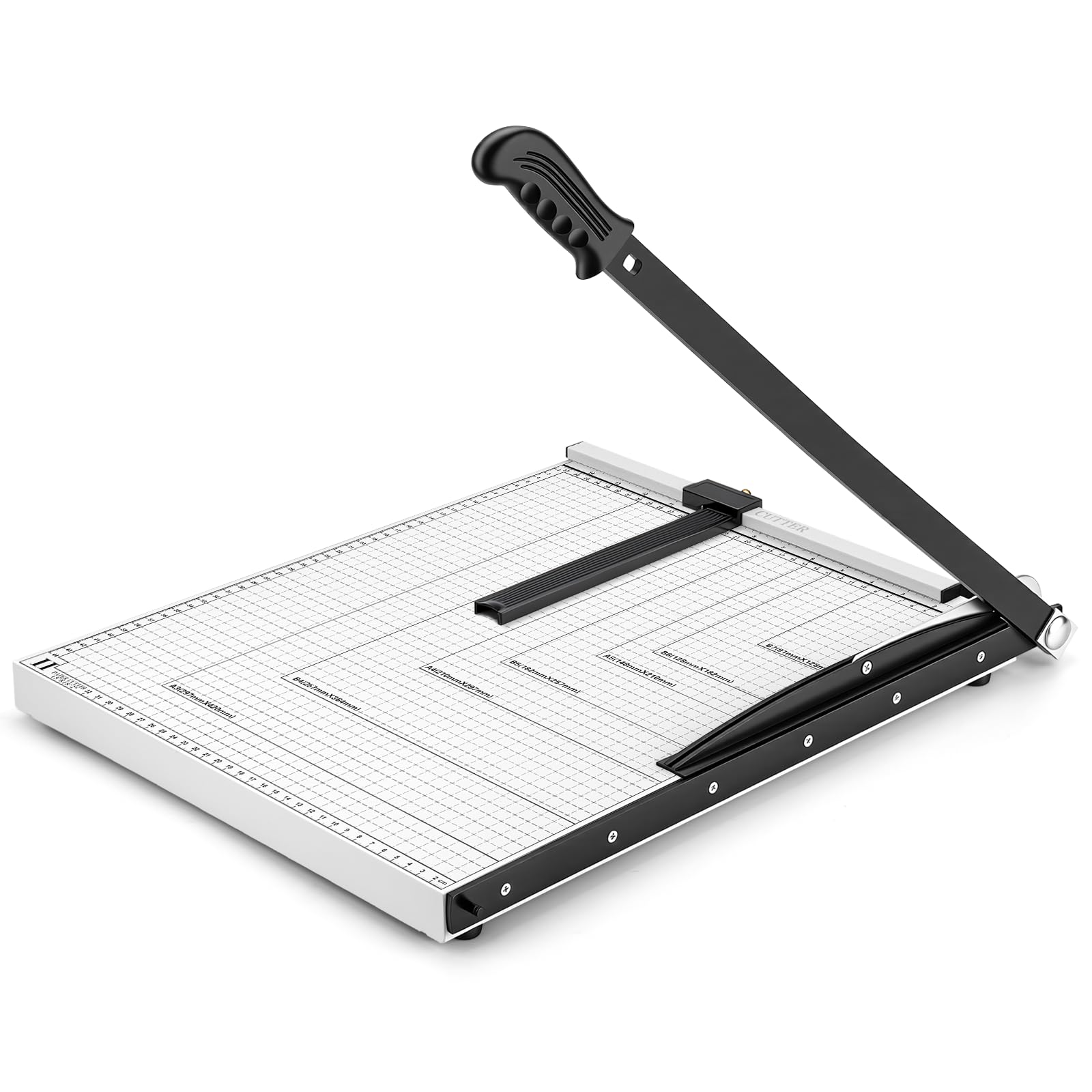 Papierschneider A3, Schneidemaschine Papier bis zu 12 Blatt, 15 Zoll Schnittlänge, Manueller Hebelschneider mit Schutzvorrichtung für Karten, Fotos, Papier und Karton, Hohe Präzision