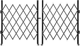 Folding Security Gate Stainless Steel Folding Door Gate Driveway Gate Flexible Expanding Fence Gate Retractable Fence Outdoor Barricade Scissor Gate with Casters (118.11"Wx59.06"H)