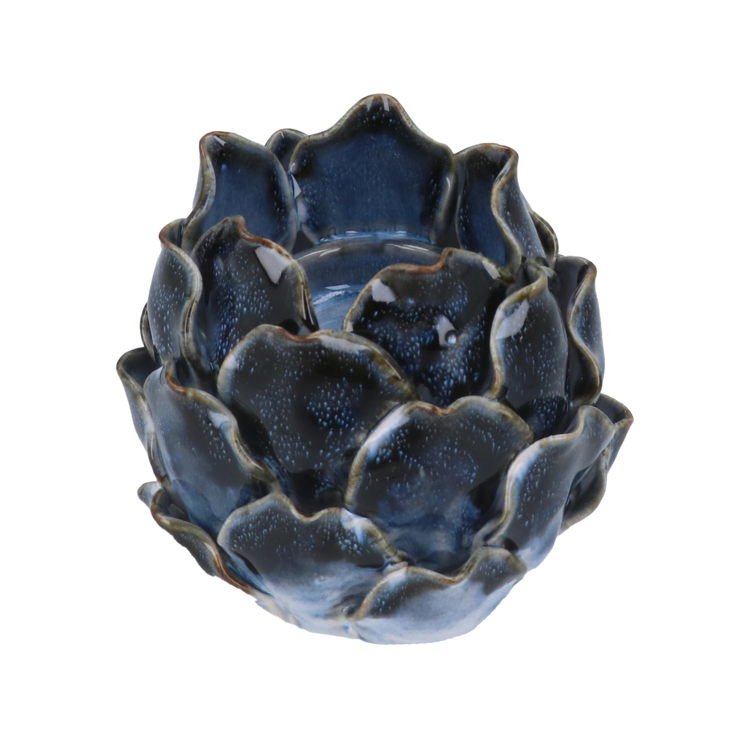 Gisela Graham Blue Reactive Glaze Artichoke Tea Light Holder, Ceramic